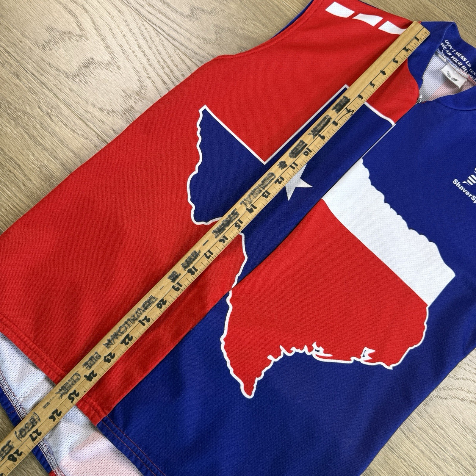 Shaver Sport Cycling Shirt Adult Meduim Mocropelle Texas Red Blue Lone Star