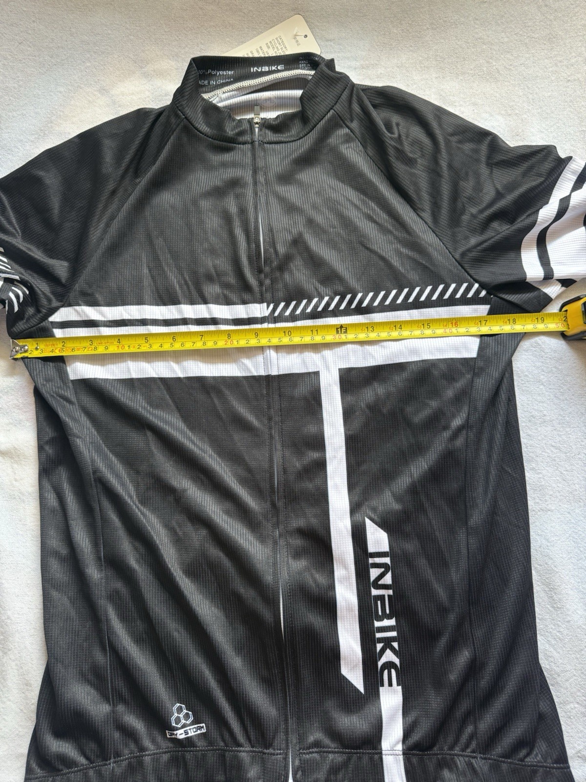 INBIKE IM319 Cycling Jersey Full Zip Pockets 100% Polyester Black/White L/XL