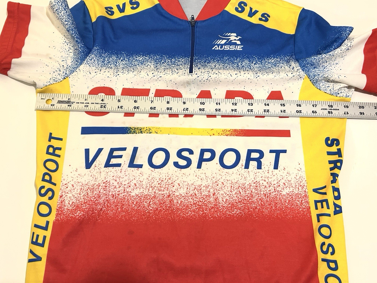 Aussie Strada Velosport Cyclist Jersey 38″ Chest Tri-Pocket Sweat Wick Bike Wear