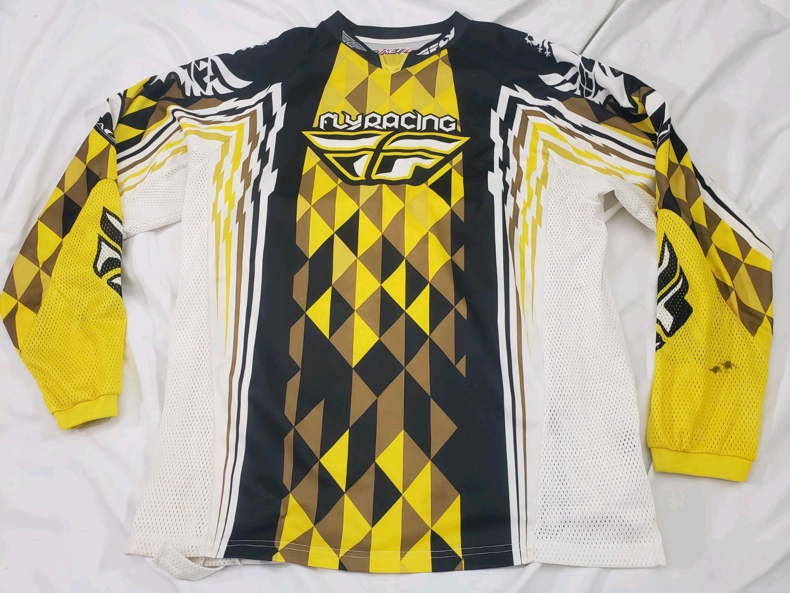 Fly Racing Kinetic Motocross Jersey Long Sleeve Mesh Yellow Shirt Men’s Size XL