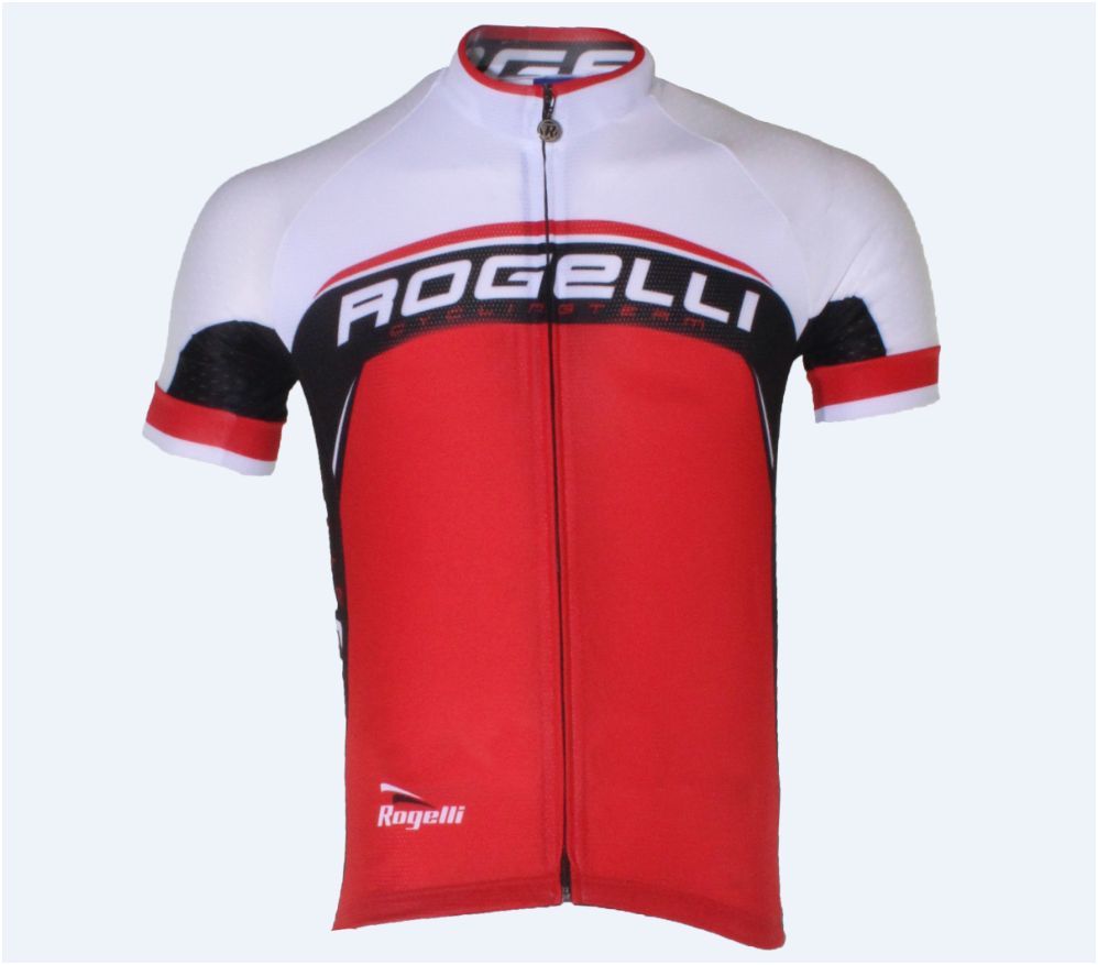 Cycling Jersey Full Zipper,Red/White/Black Short Sleeve,Race Fit Men,Hi Vis