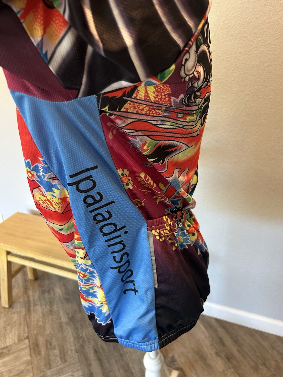 Paladin Floral Panther Tattoo Cycling Jersey Mens Sz 2XL Full Zip Hippie EUC