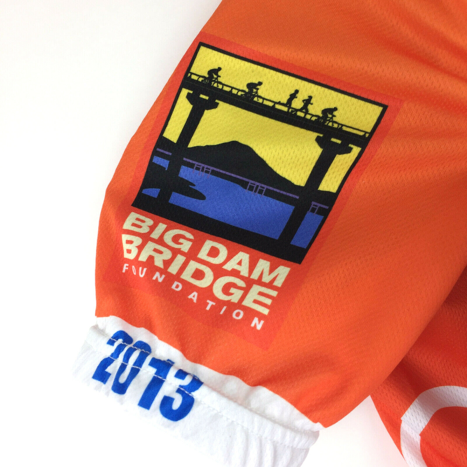 Little Rock Big Dam Bridge 2013 XS (36 in Chest) Orange 3/4 Zip Cycling Jersey