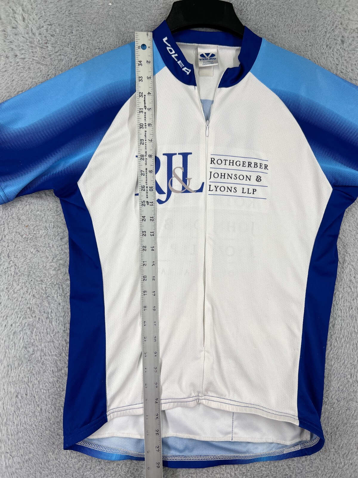 Voler Cycling Jersey Adult Large Blue White 1/2 Zip 100% Polyester Made USA