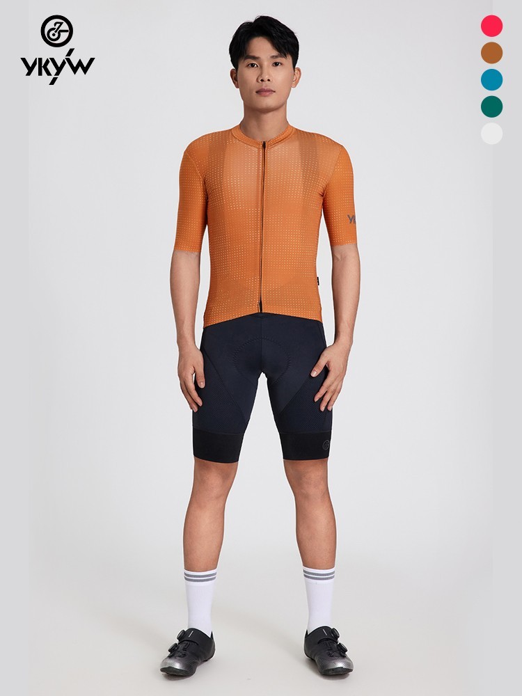 YKYW SPF50+ Mens Cycling Jersey Short Sleeve Seamless Road Bike Shirt Breathable
