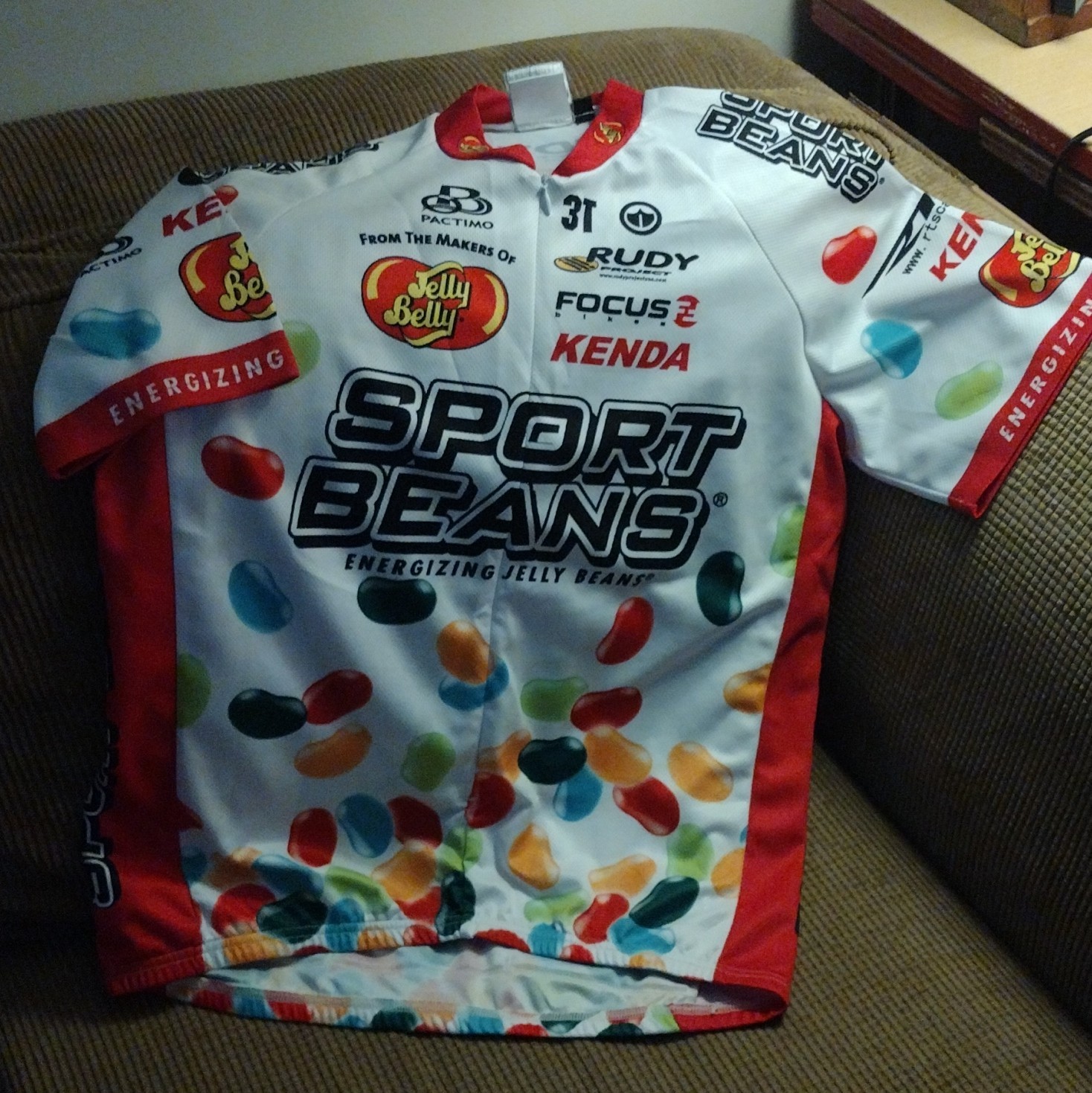 Pactimo Sport Beans Jelly Belly Cycling Jersey L Short Sleeve Zip Pockets