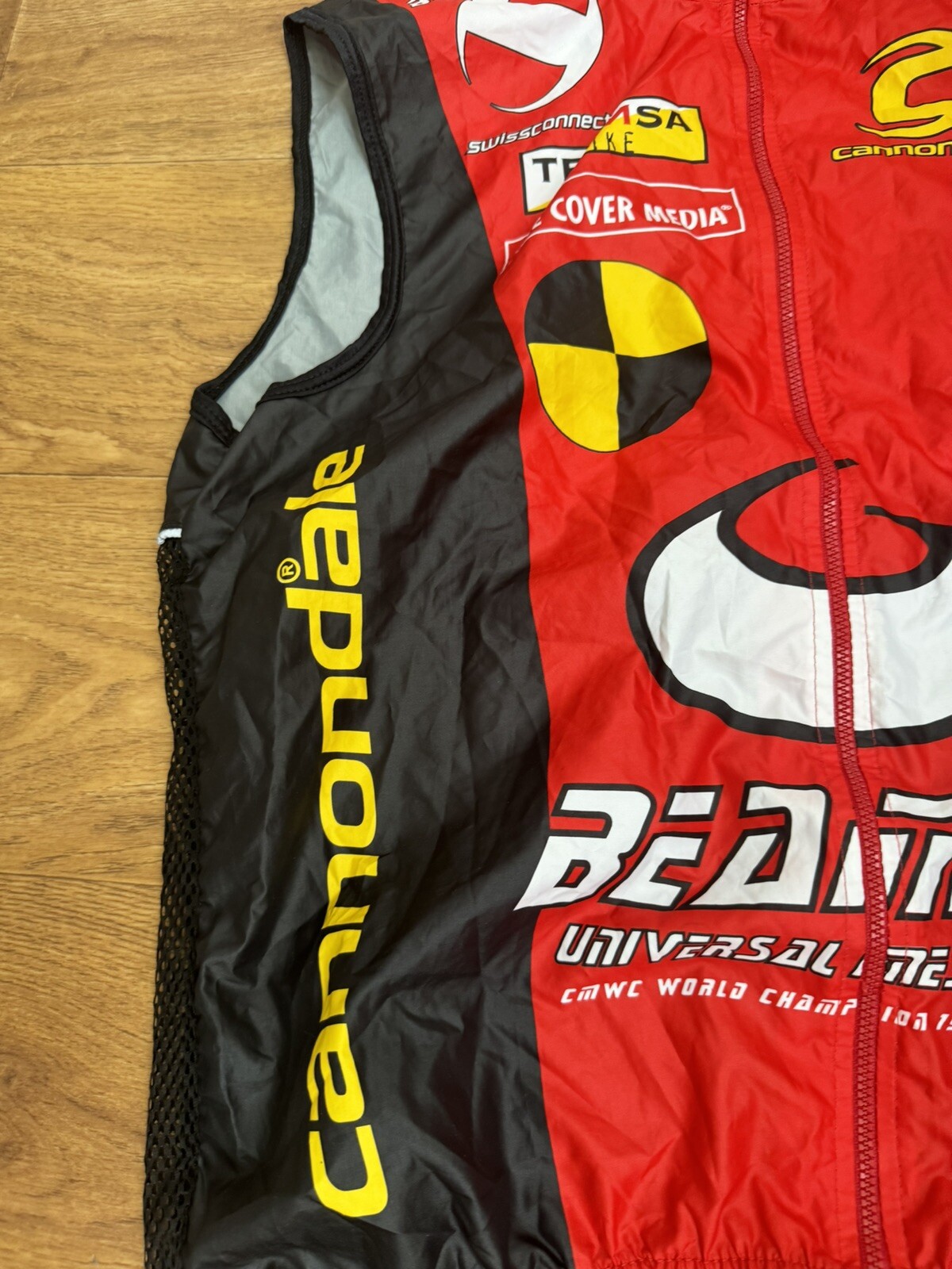 VTG Cannondale Volvo Reebok Sleeveless Zip Vest Cycling Jersey Shirt USA Sz L