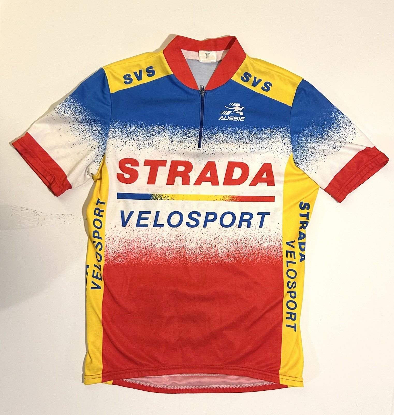 Aussie Strada Velosport Cyclist Jersey 38″ Chest Tri-Pocket Sweat Wick Bike Wear