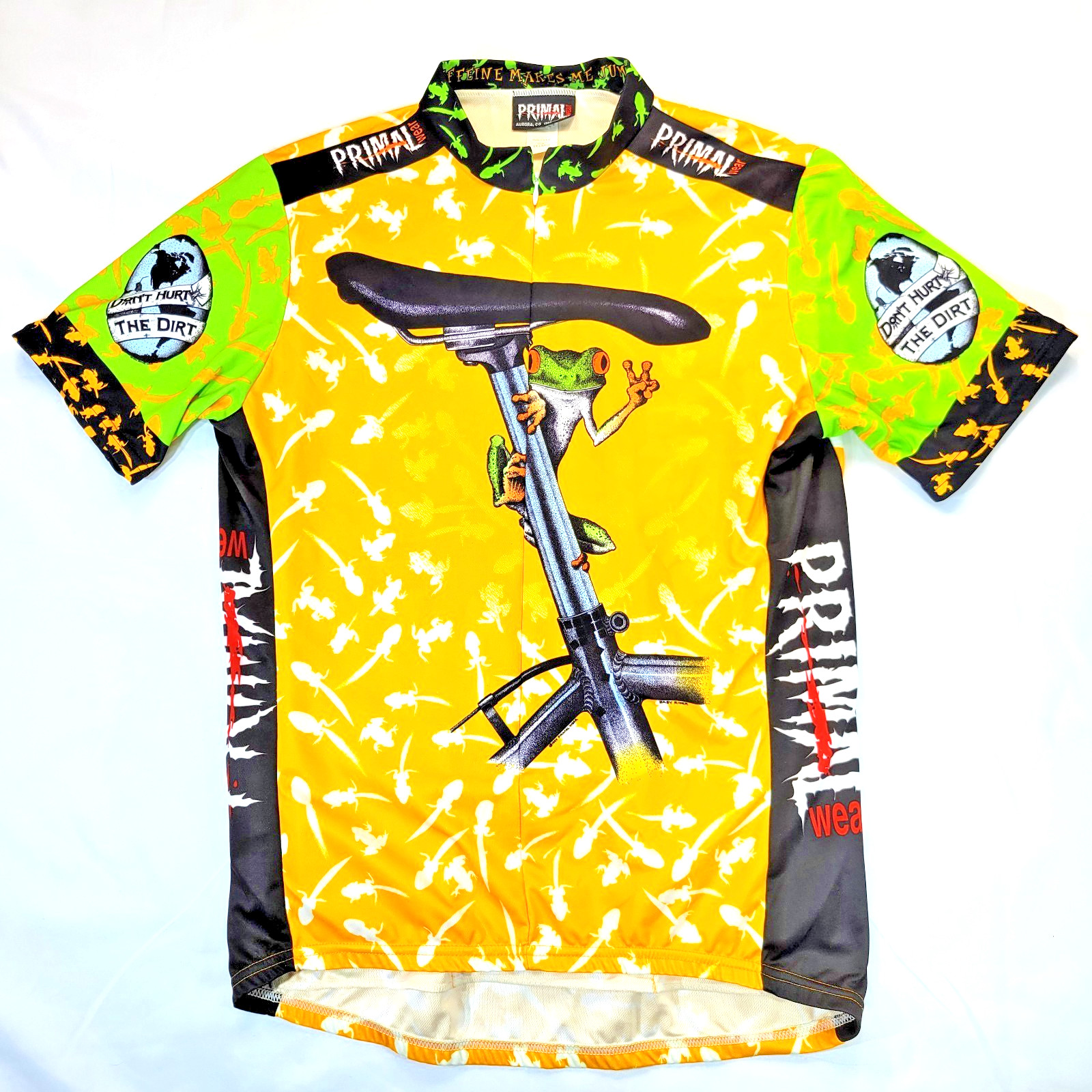 Primal Wear Green Peace Frog Don’t Hurt the Dirt Cycling Jersey 1/2 Zip Men’s XL