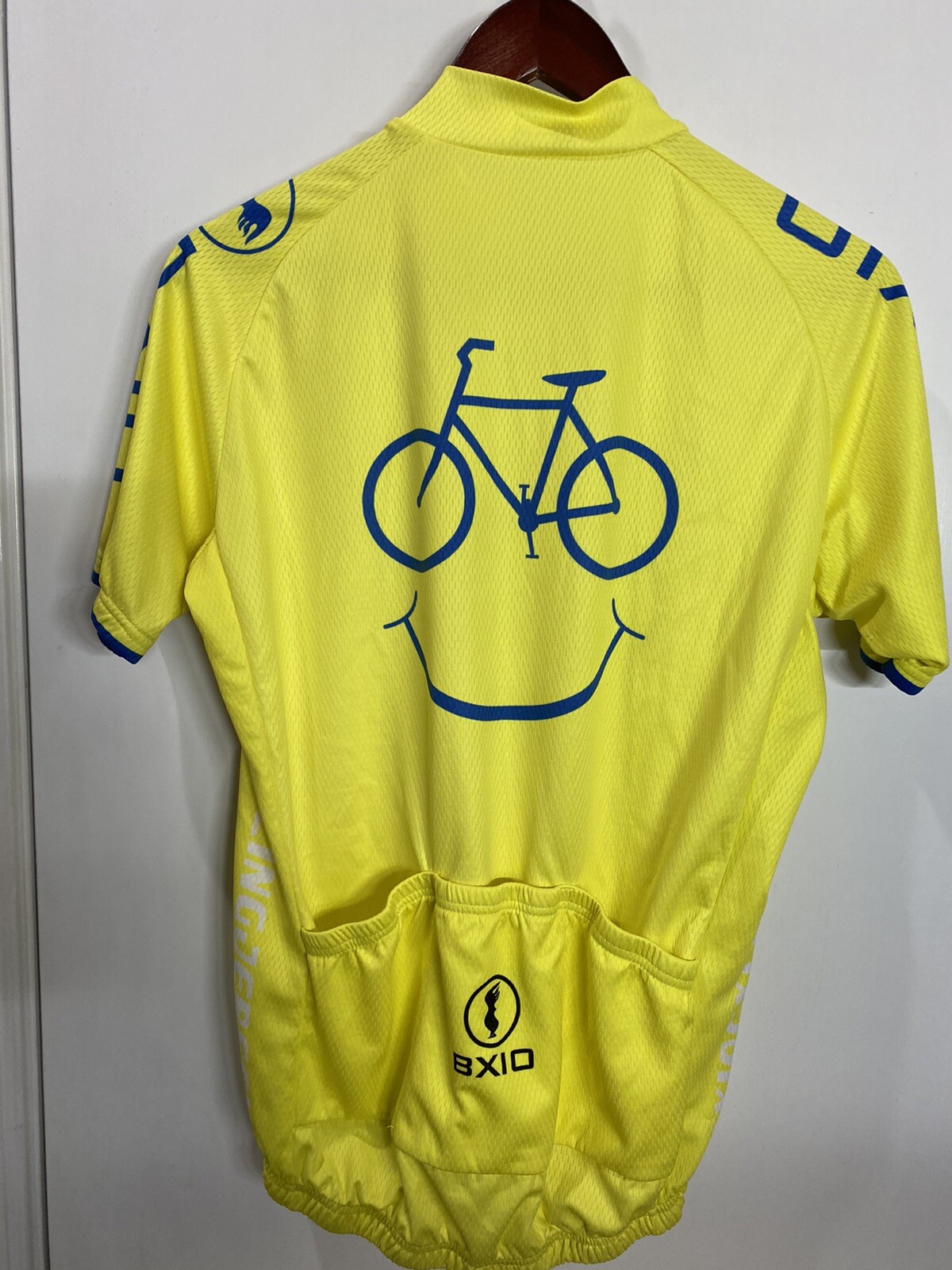BXIO Cycling Jersey Full Zip 3 Back Pockers Yellow Size L ( Pit.21 Length 24in.)