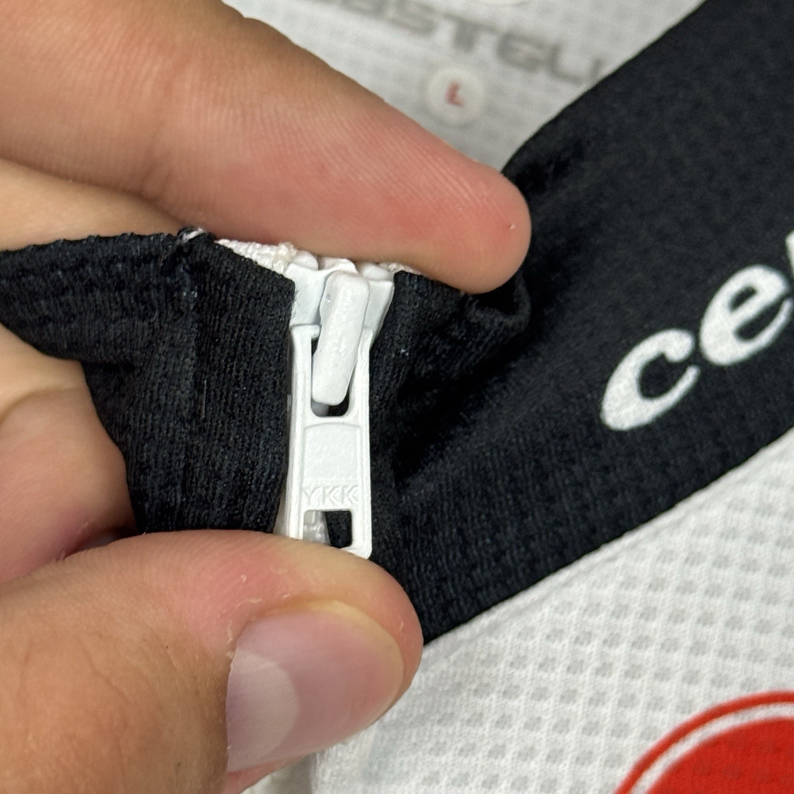 Vintage Castelli Cervélo Cycling Jersey Full Zip White Black Size L Race Bike