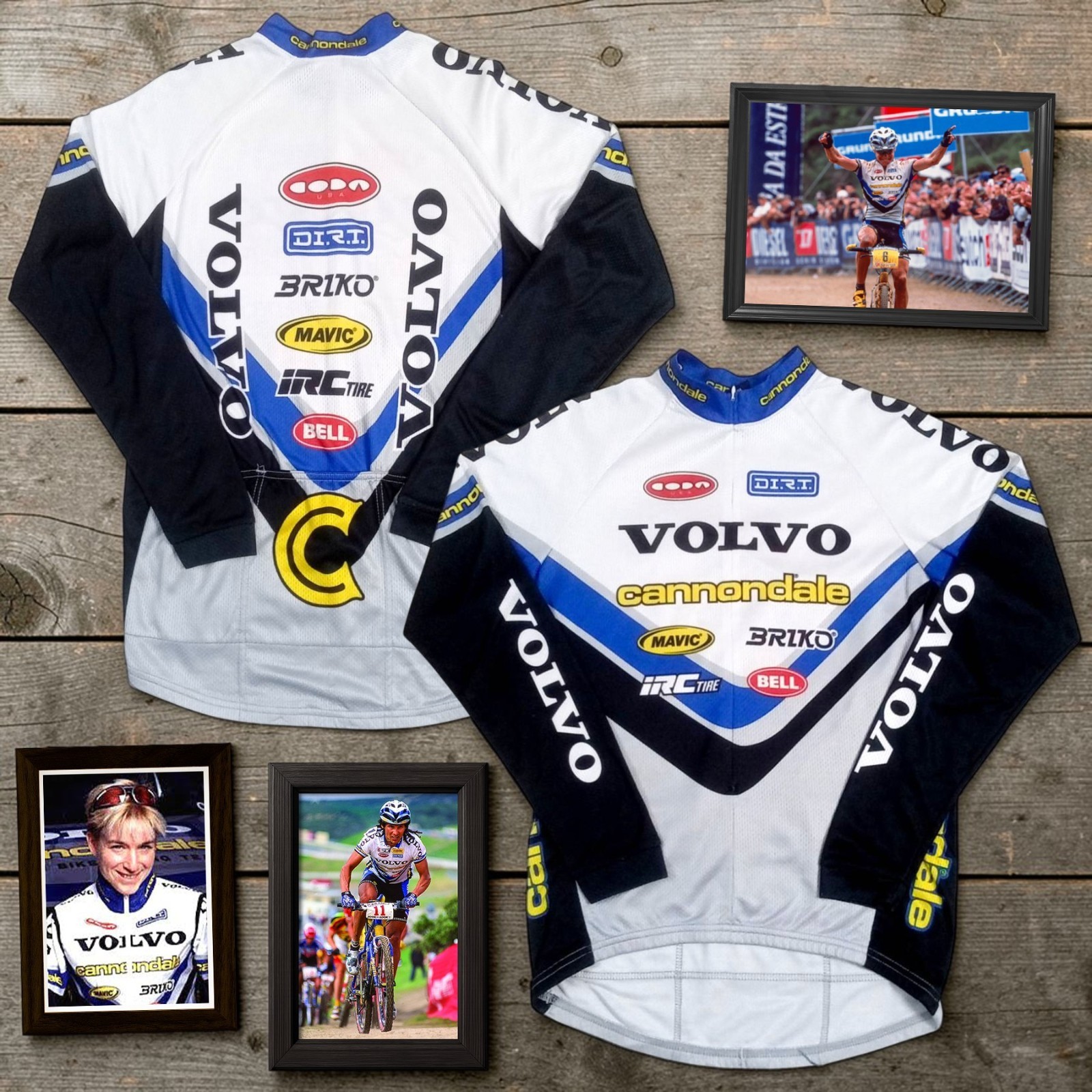 RARE VTG 1998 Team VOLVO Cannondale Long Sleeve MTB Cycling Jersey — Size L