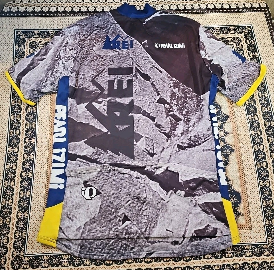 RARE 1990s VTG PEARL IZUMI / REI 3/4-Zip Cycling MTB Jersey MADE IN USA Large