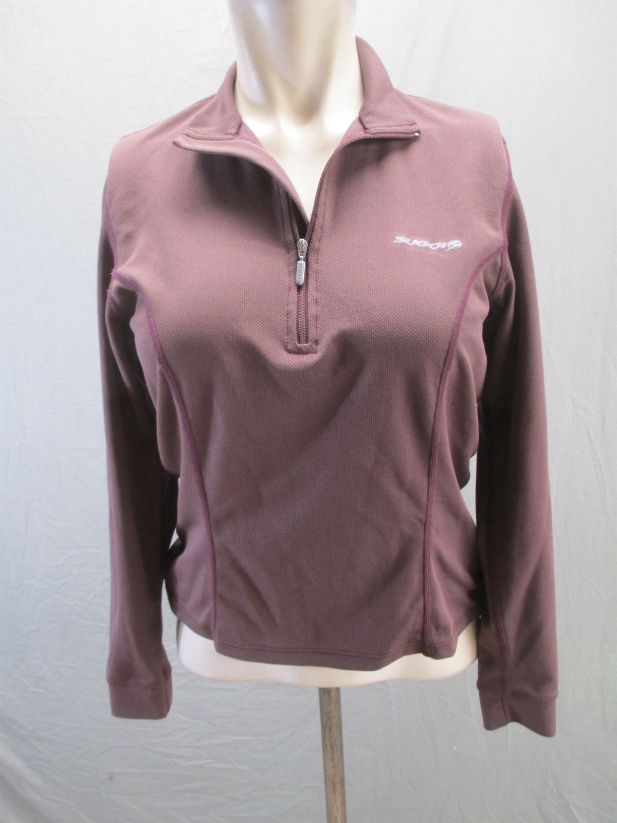 Sugoi Size S Womens Brown Cycling 1/2 Zip Long Sleeve Stretch Crop Pull Over 552