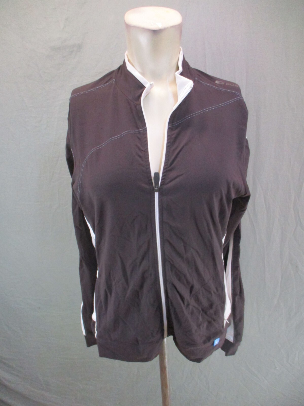 SUGOI Size L Womens Brown Full Zip High Neck Stretch Fitted Cycling Jersey 120