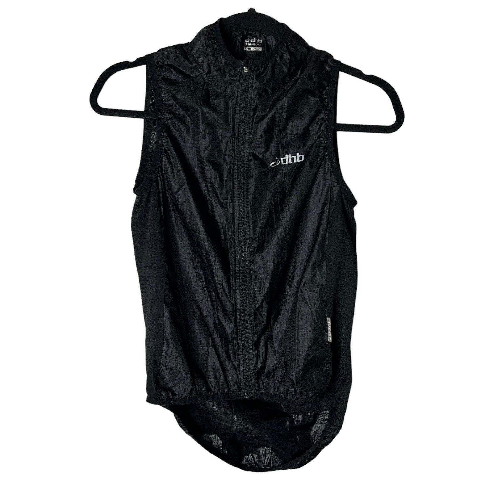DHB Cycle Black Bike Vest Jersey Womens 10 Sleeveless Full Zip High Neck Spinnin