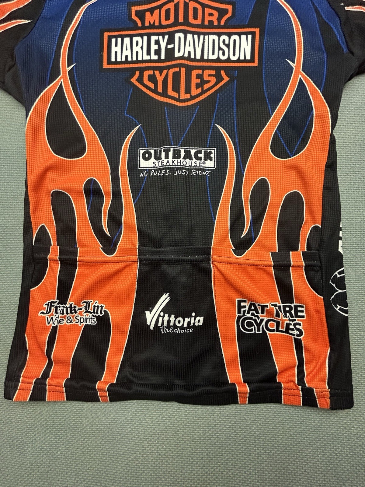 Vintage Harley Davidson Jersey Cycling Mens XXS Flames Logo 90s