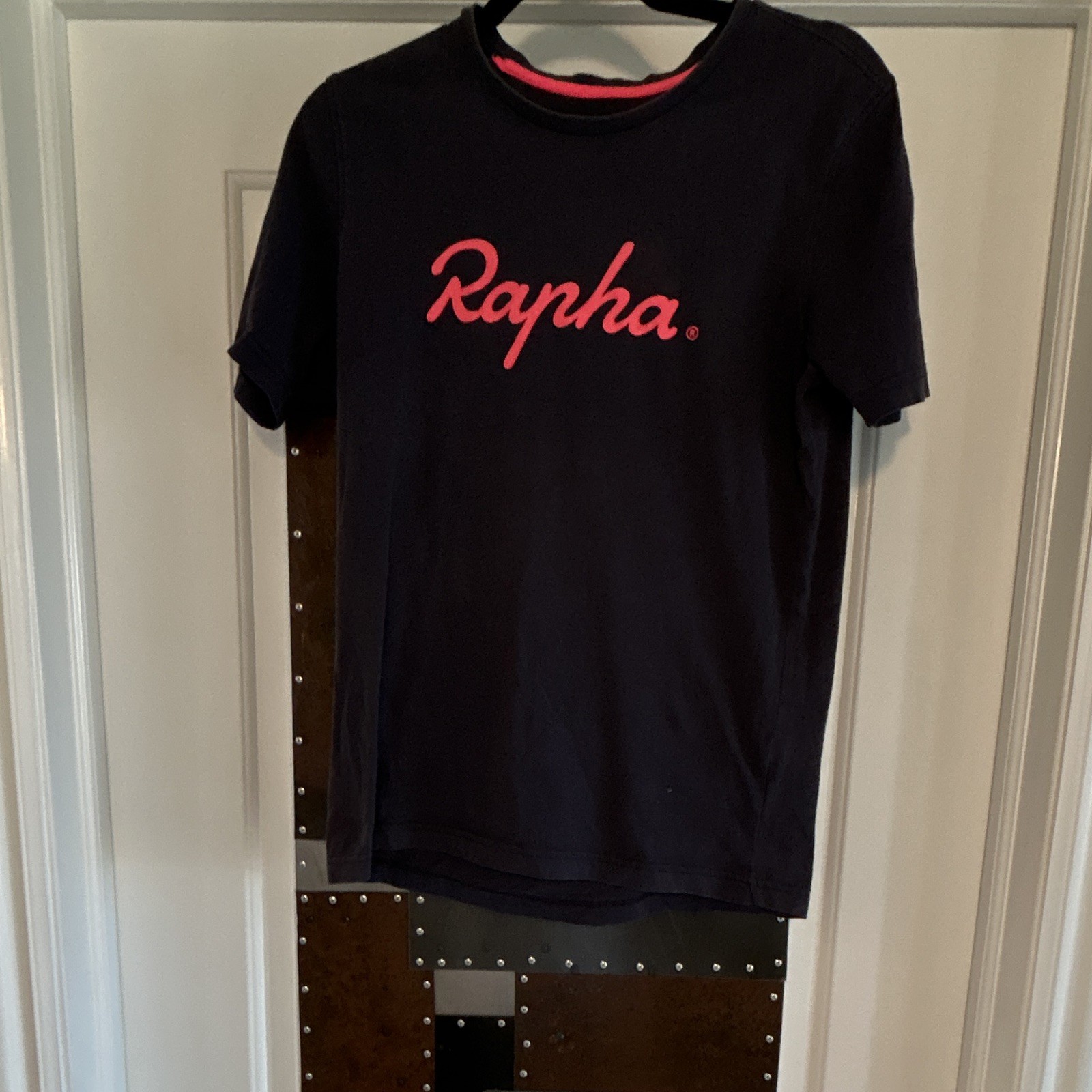 Rapha Logo Cycling T-Shirt Blue Short Sleeve Cotton Crew Neck Size S