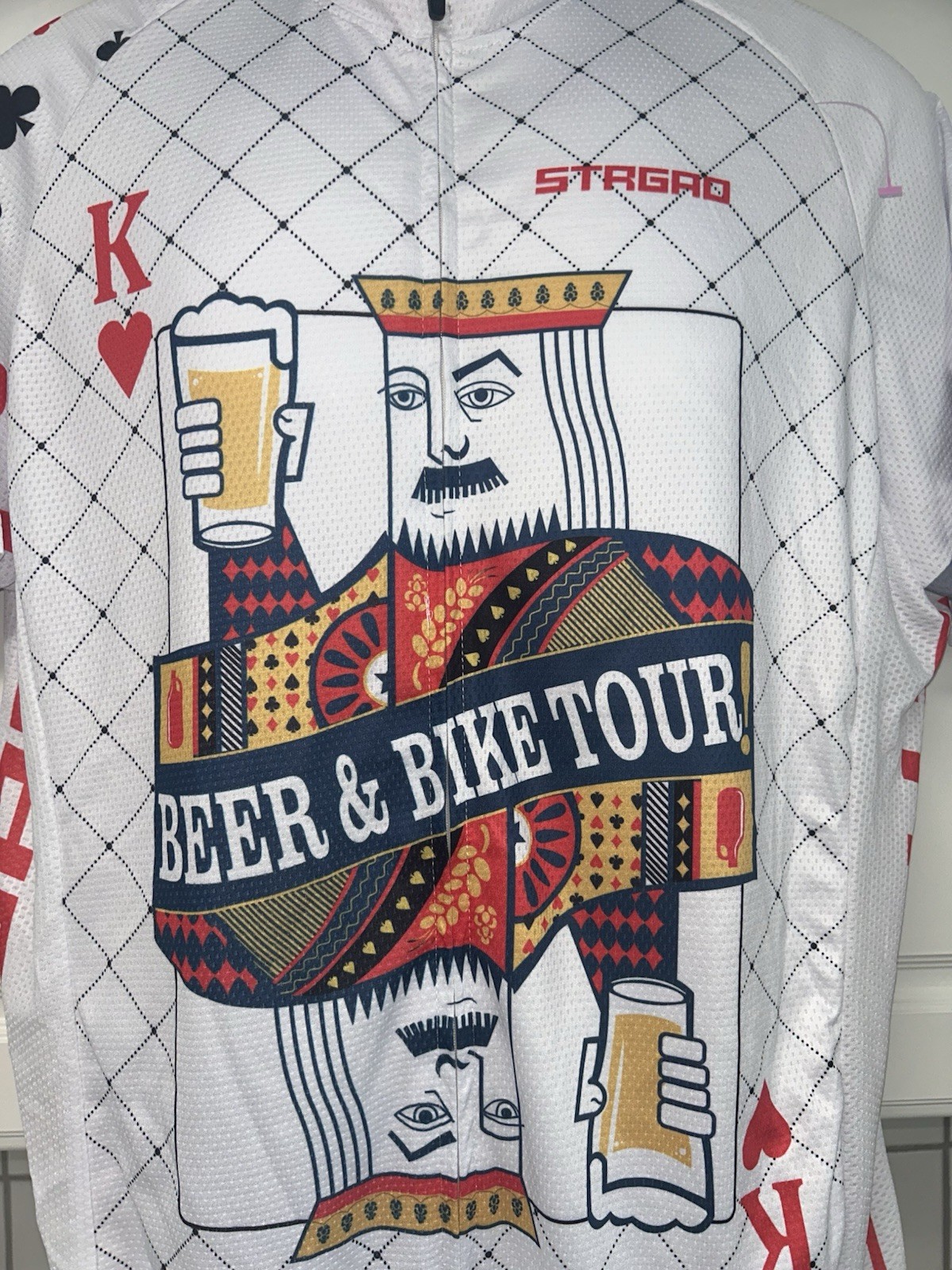NEW STRGAO BEER & BIKE TOUR CYCLING JERSEY MENS 3XL FULL ZIPPER