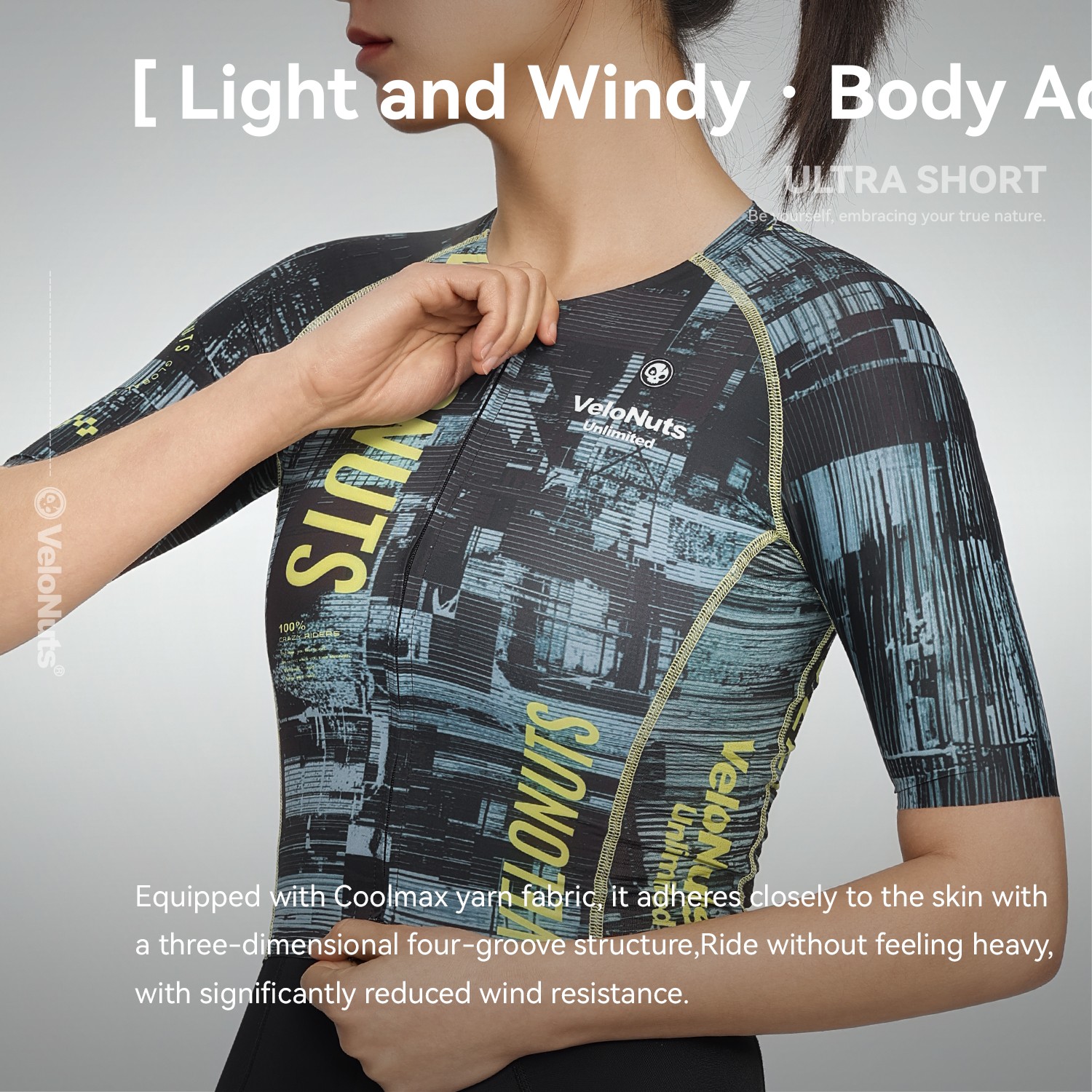 VNS Women Cycling Jersey High Waist Short Sleeve Breathable Bike Shirt Cycle Top