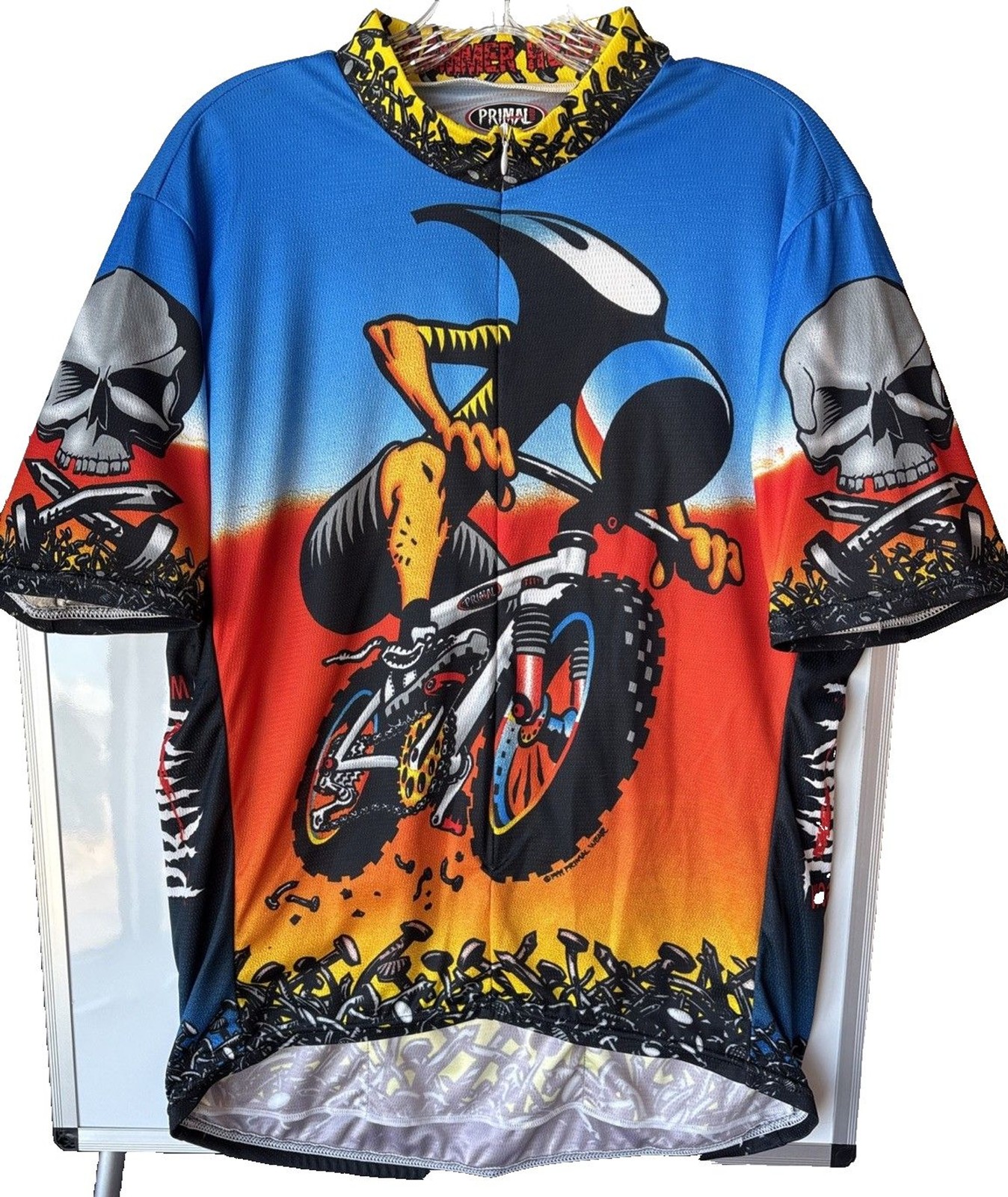 PRIMAL Wear Vintage 90’s HAMMER HEAD GRAPHIC Cycling Jersey 2XL Coolmax Poly
