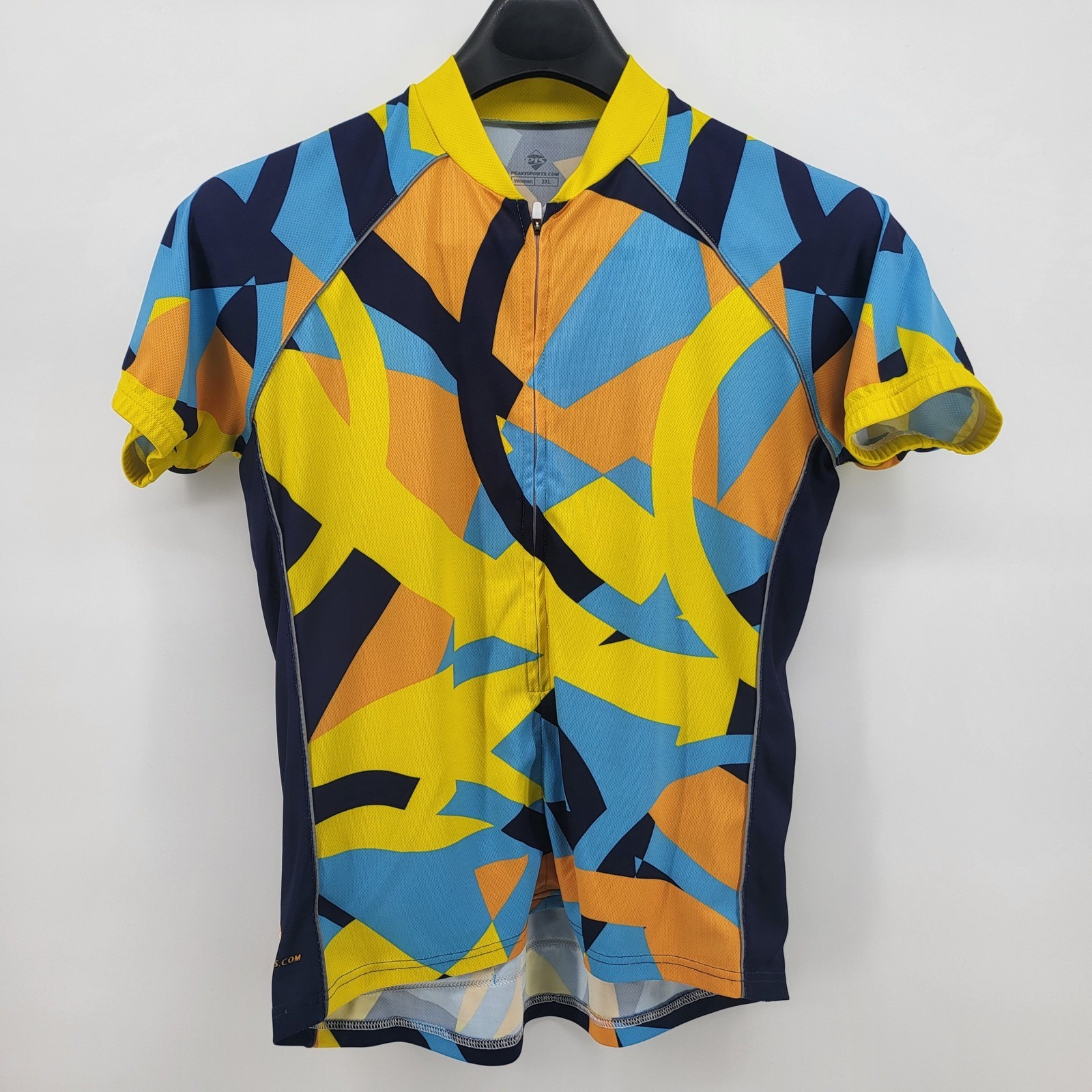 Peak 1 Sports Cycling Jersey Womens Geometric Print Full Zip Shirt