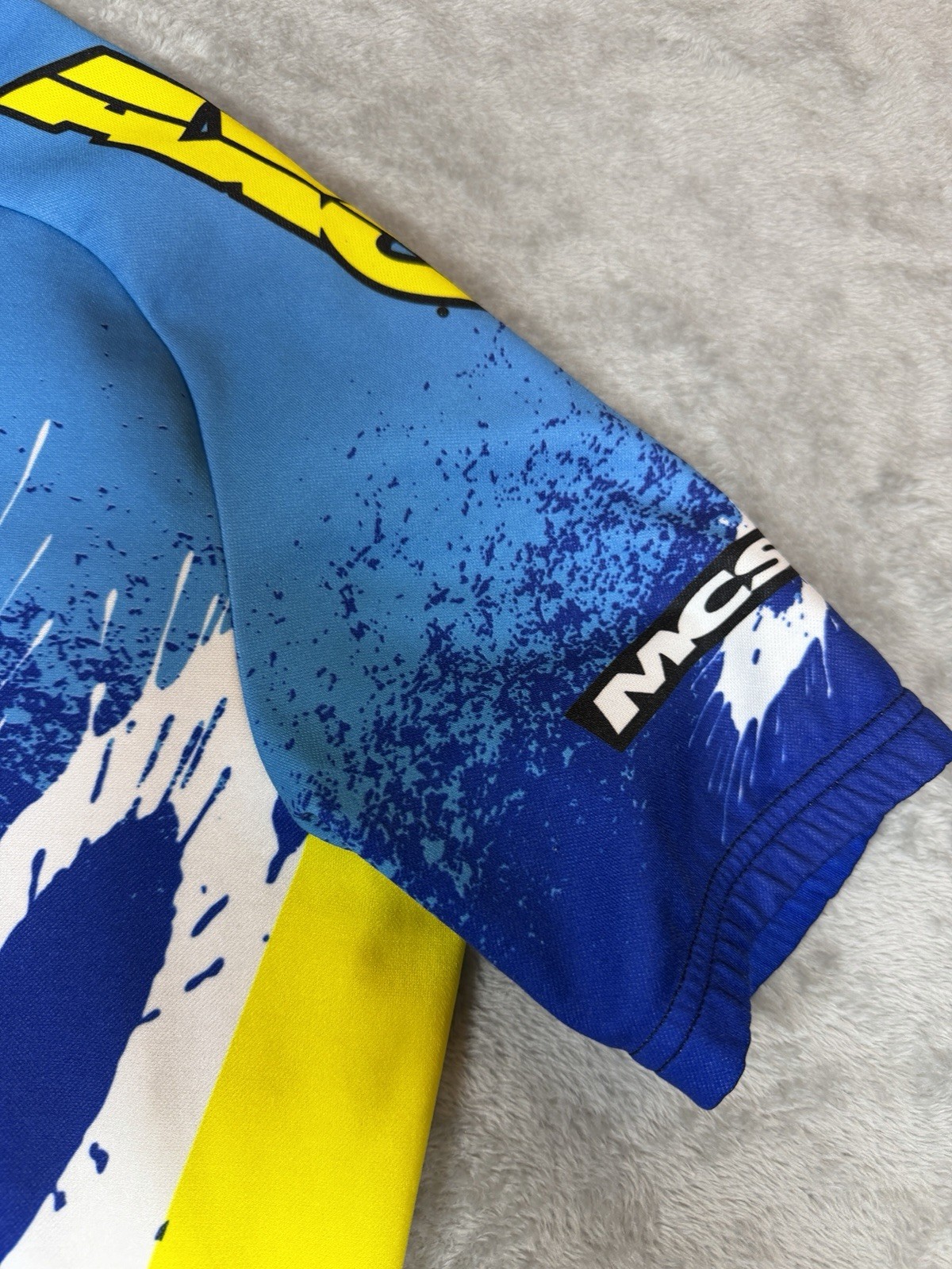 AXD Sport Cycling Jersey Mens M Blue Yellow 1/4 Zip Bike Bicycle Made In Italy