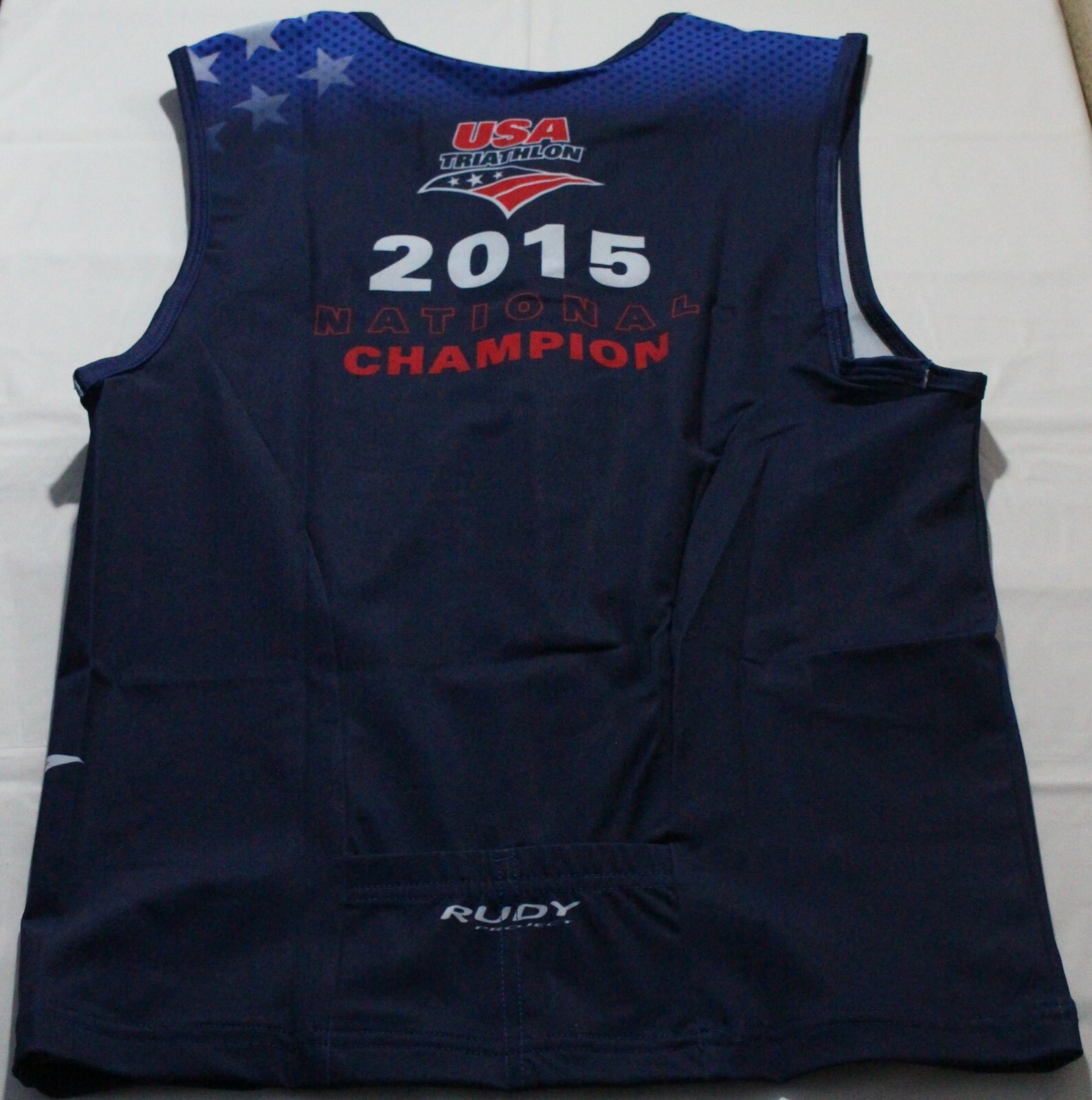 2015 USA Unisex Sleeveless Half Zippered Triathlon Cycling Jersey