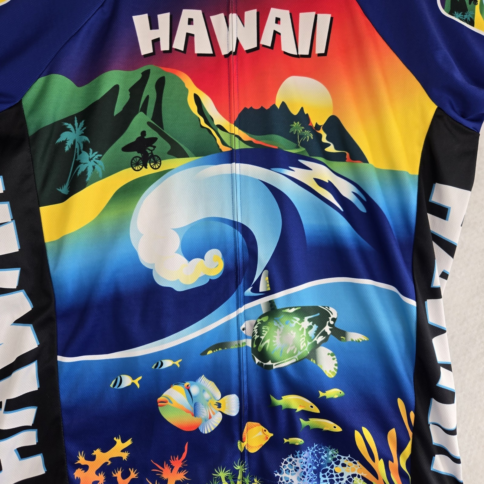 Free Spirit Wear Hawaii Men XL Cycling Jersey Short Sleeve UV Wicking 3 Pockets