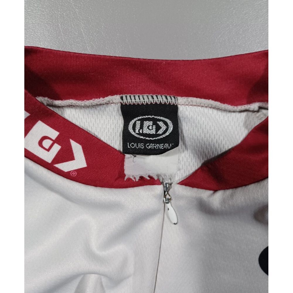 Louis Garneau Jersey Mens Sz M Maroon White Cycling Zip Triathlon Team