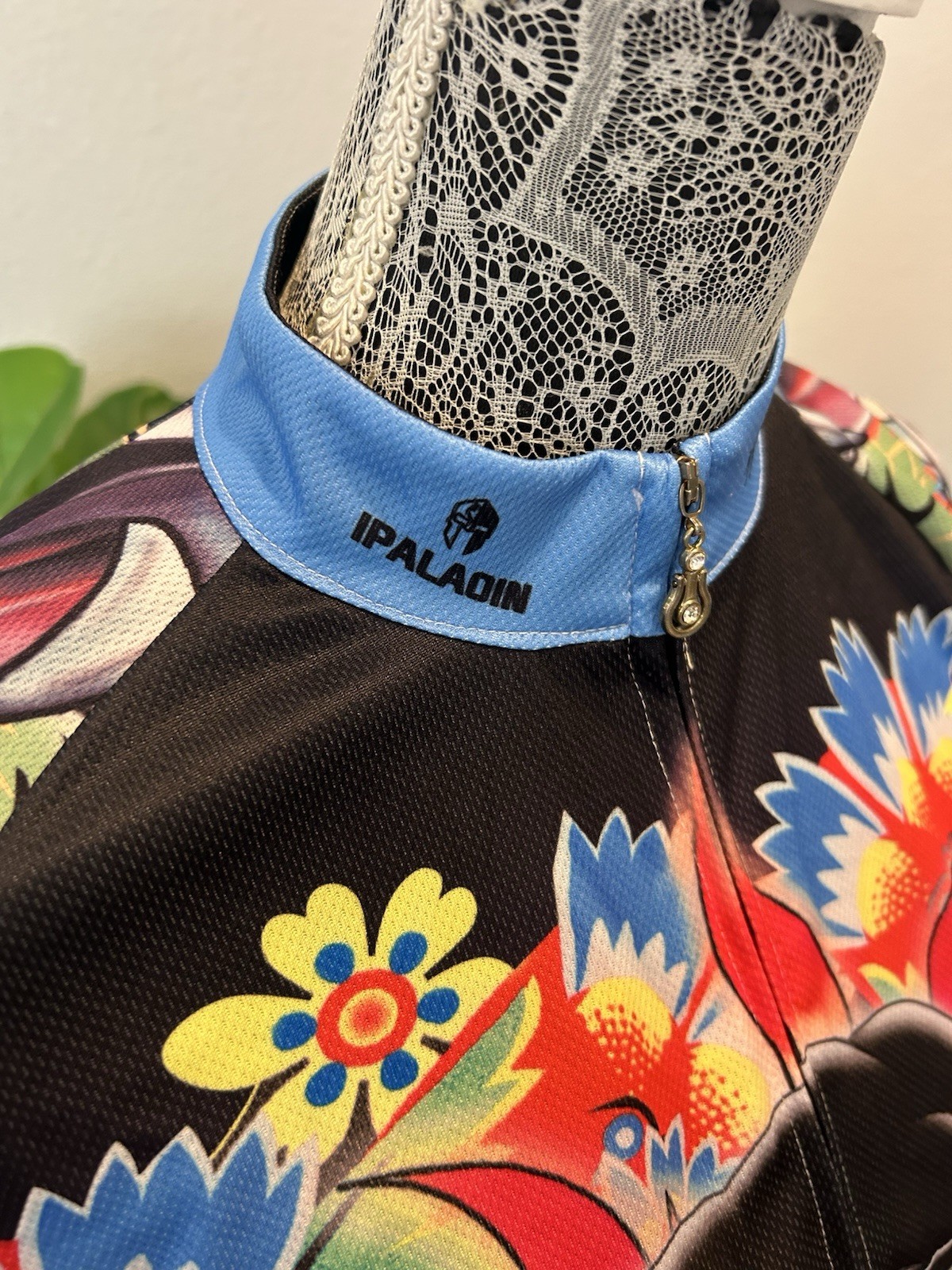 Paladin Floral Panther Tattoo Cycling Jersey Mens Sz 2XL Full Zip Hippie EUC