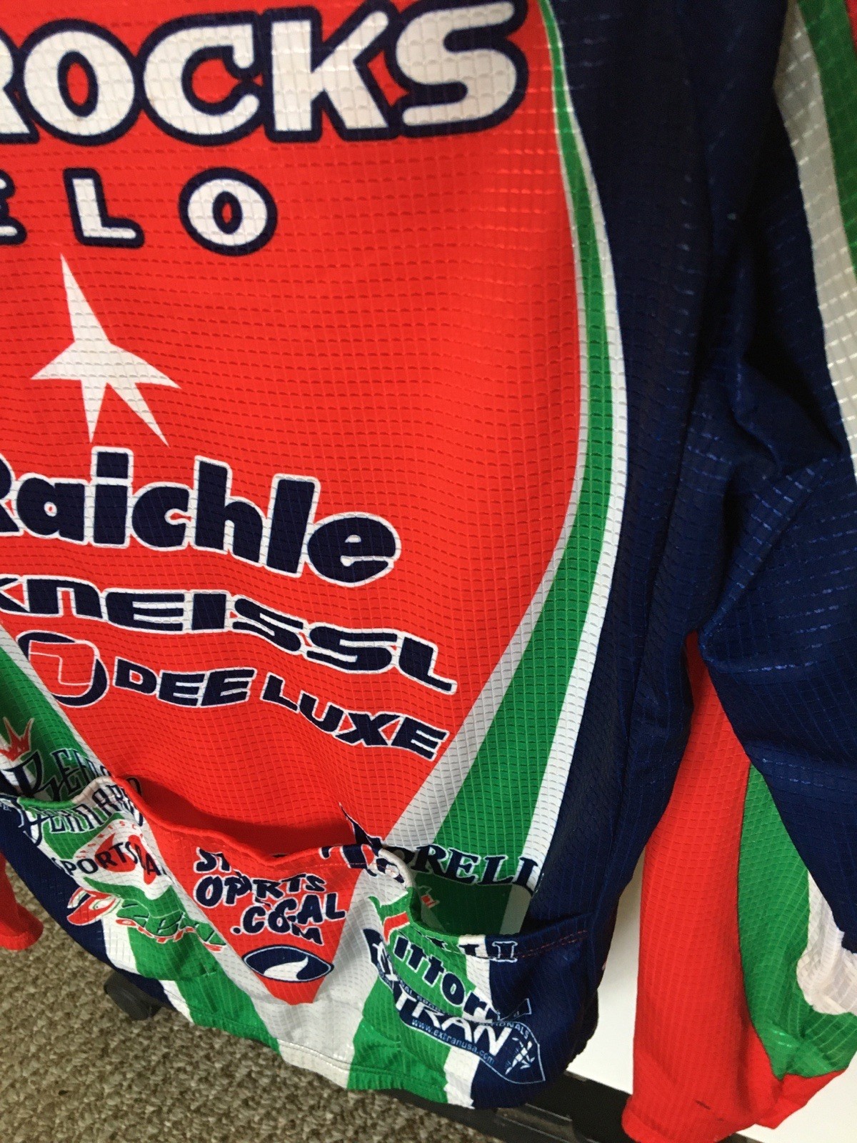 Cycling Shirt Jersey Red Rocks Velo Polyester Zipper Front Italy Large Parentini