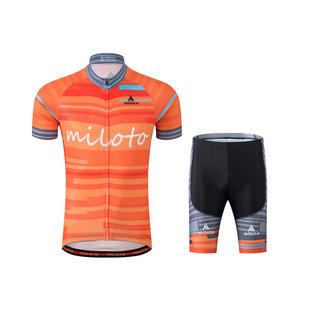 Men’s Orange Cycling Jersey and Spandex (Bib) Shorts Bicycle Clothing Kit S-5XL