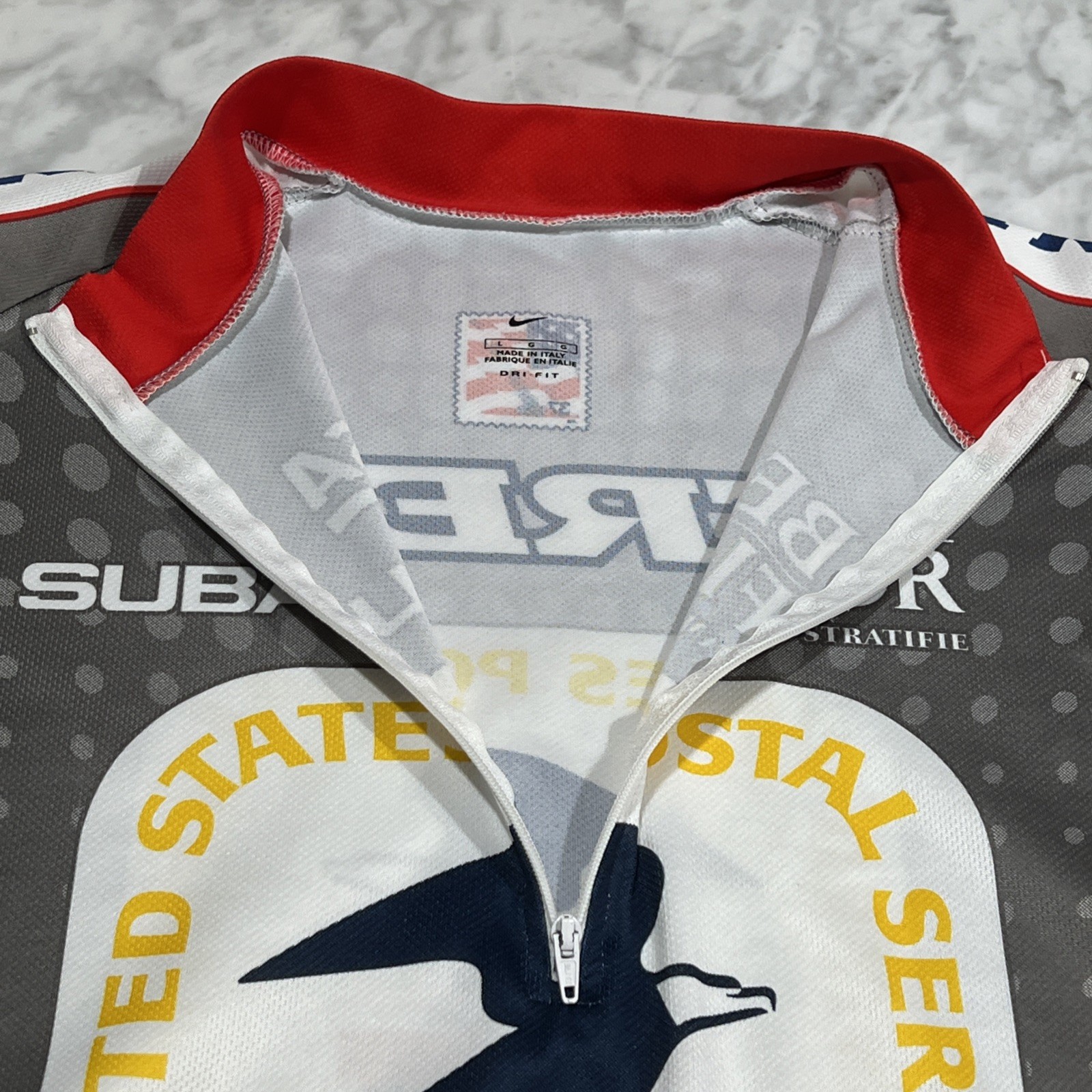 Nike US Postal Service Cycling Jersey Men Large Gray Lance Trek Visa Bontrager