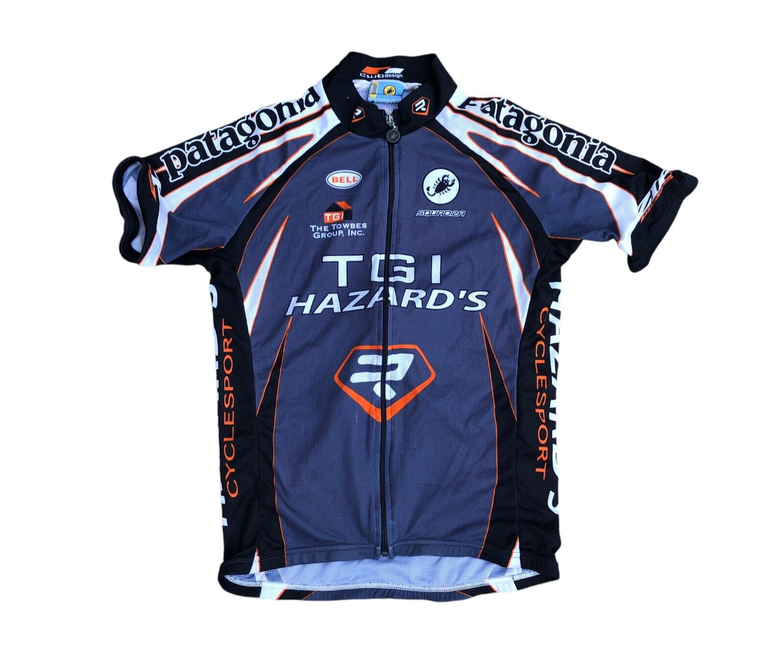 SQUADRA TGI Hazard’s Patagonia Full Zip Cycling Jersey SMALL Men’s Grey Bike