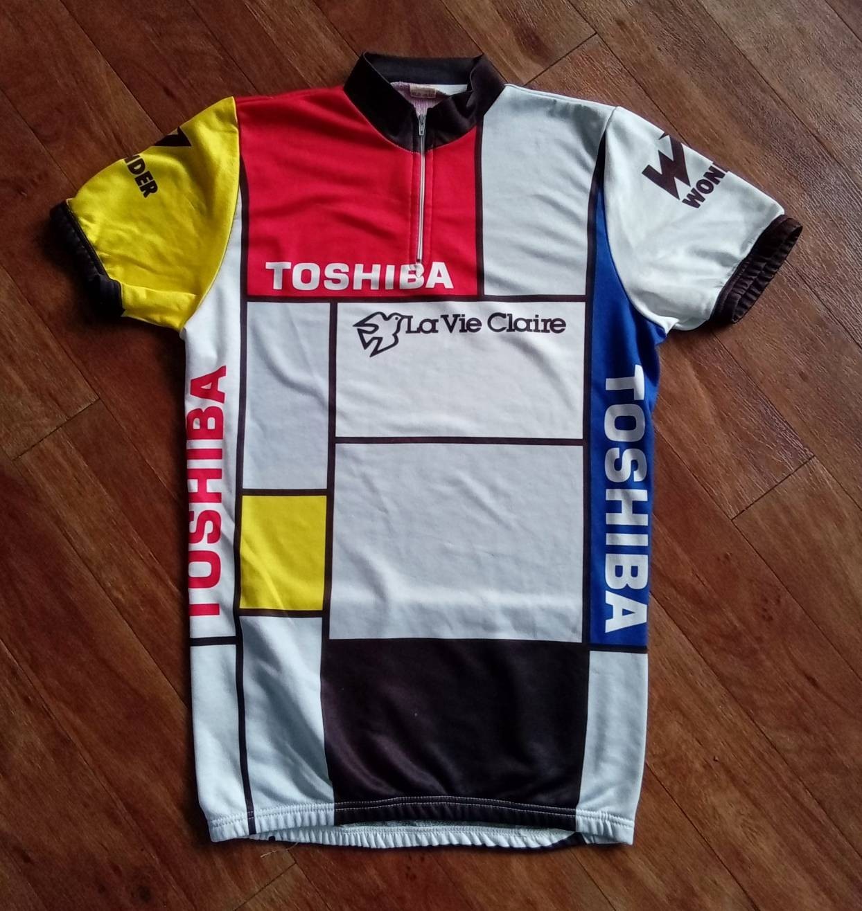 RARE VTG 1987 La Vie Claire Toshiba Look Wonder Cycling Jersey Maillot — Size 4