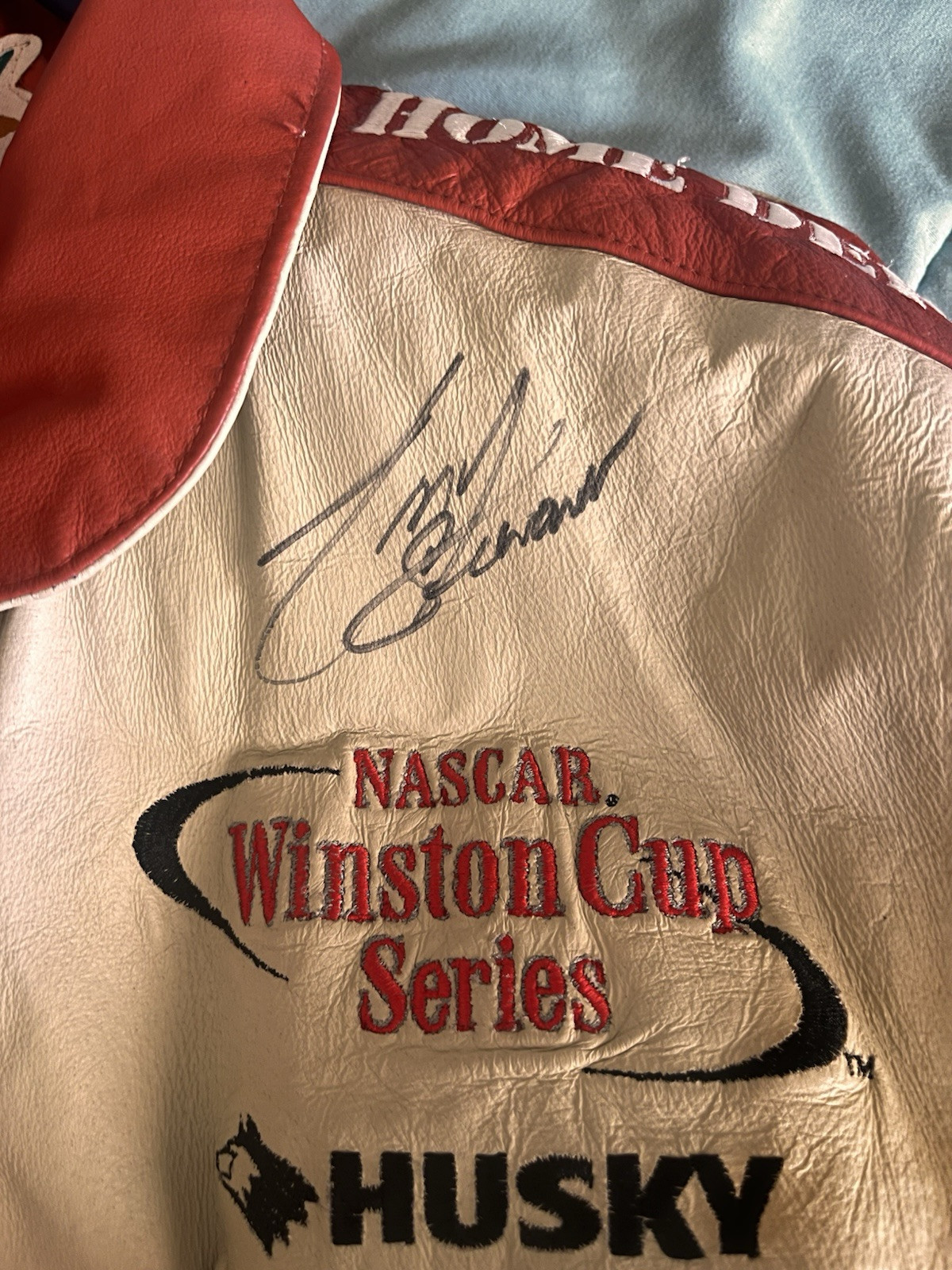Leather Home Depot NASCAR Bomber Jacket. Authentic Tony Stewart Signature