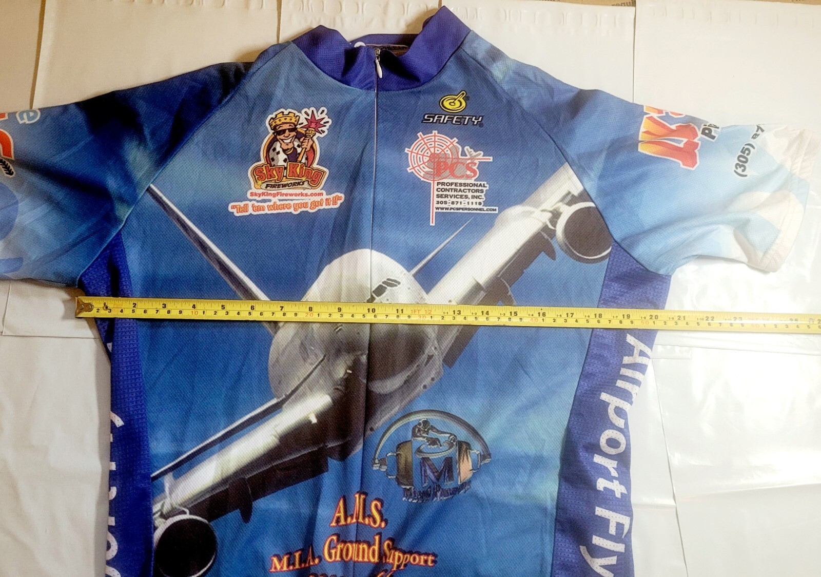 Passenger Airplane Safety Cycling Jersey New XL 3/4 Zip Pockets Free Shipping