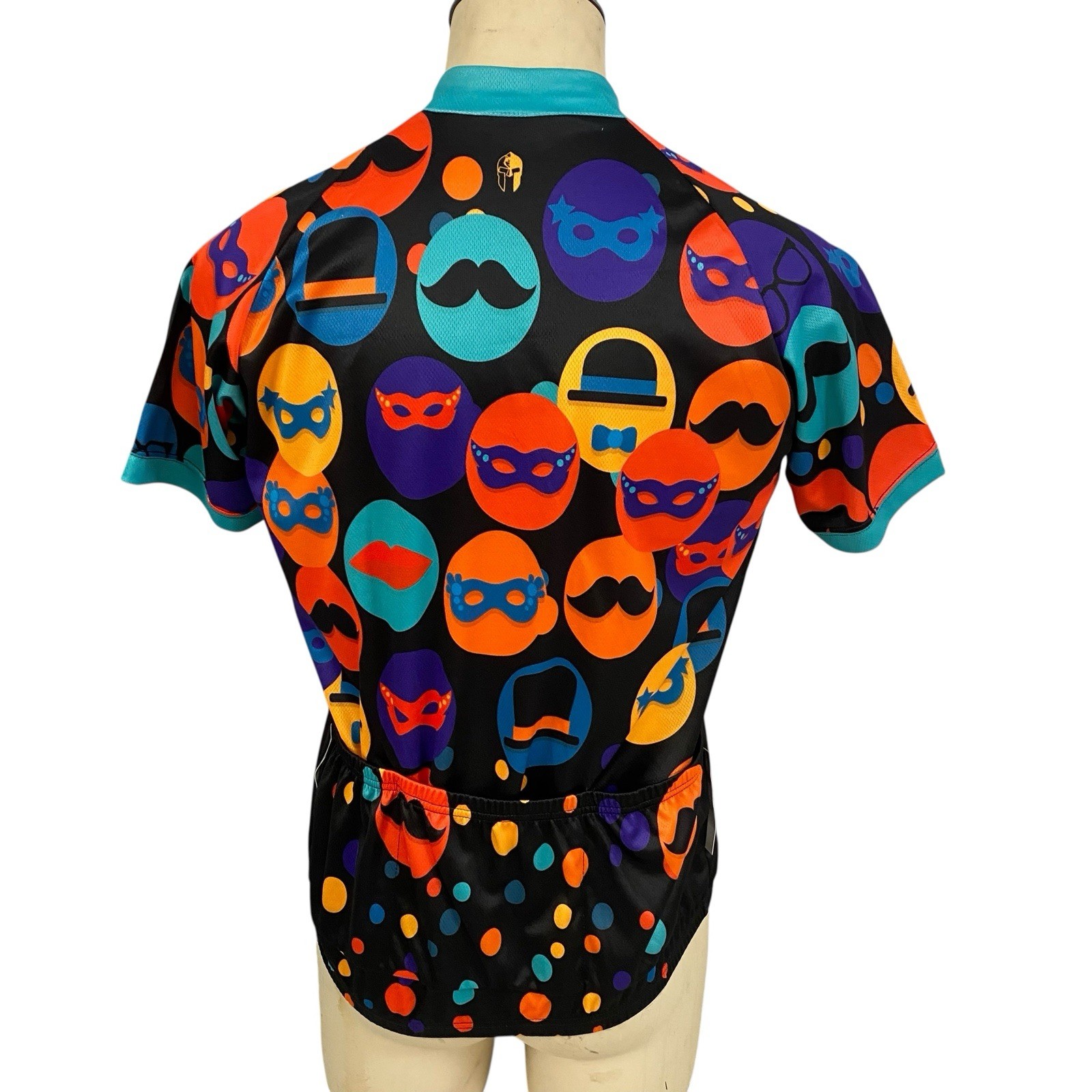 Ilpaladino Cycling Jersey Womens XL Mustache Hat Full Zip Pockets Short Sleeve