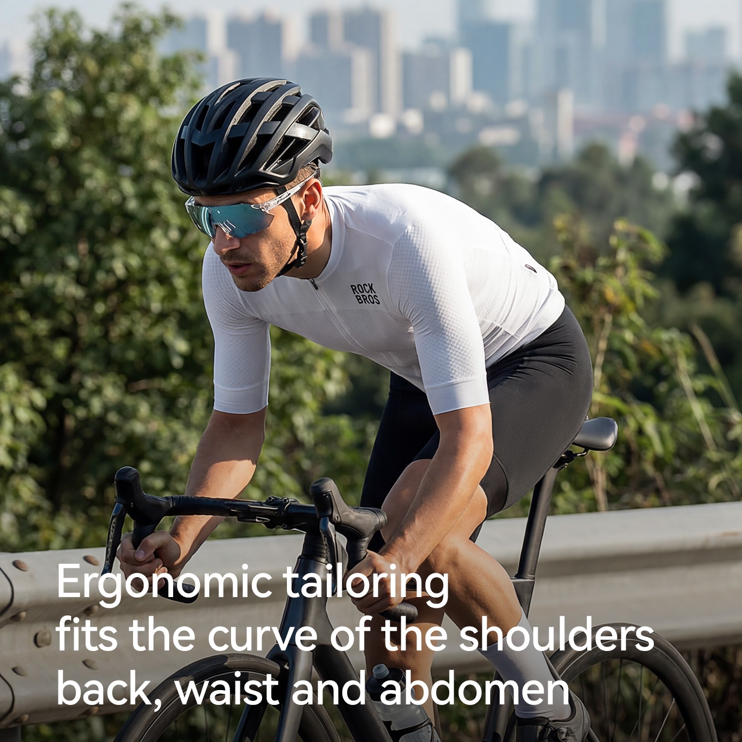 ROCKBROS Men Cycling Jersey Breathable Slim-Fit Short-Sleeve Jersey Quick-Drying