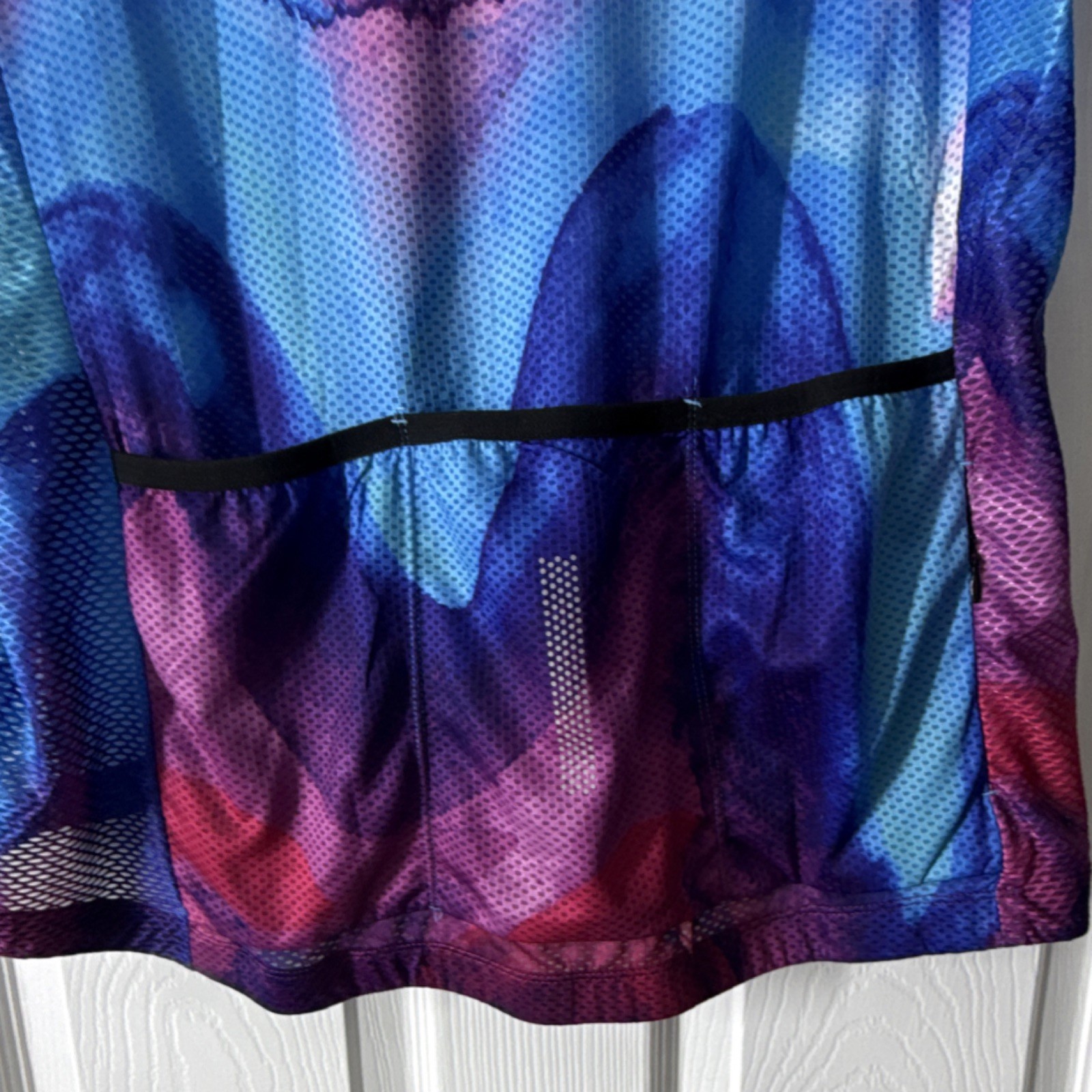 BALEAF Women’s Cycling Jersey 2XL Blue/Purple S/S Full Zip Pockets UV Poly