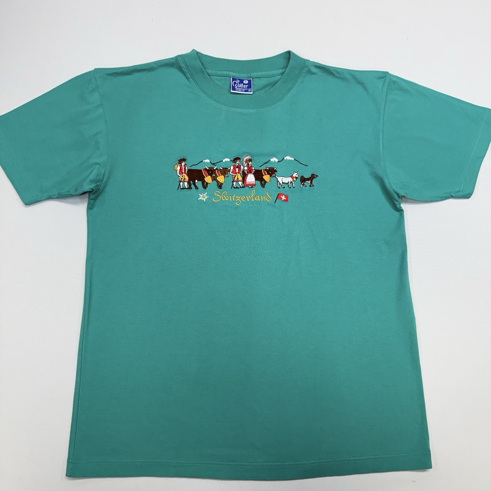 Switzerland T-Shirt Vintage Unisex Small Cows Bell Villagers Mountains Cotfer