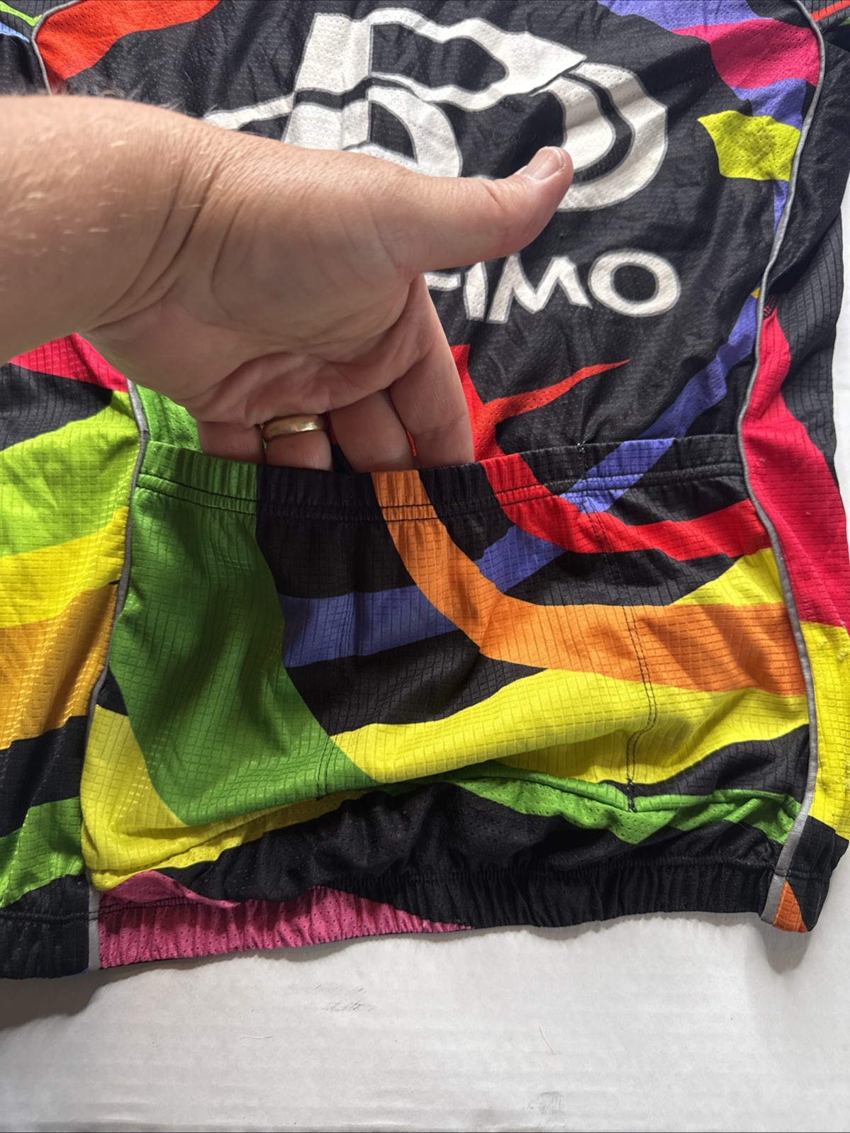 Pactimo Cycling Jersey Men Sz M Black Bright Multi Color Full Zip Short Sleeve