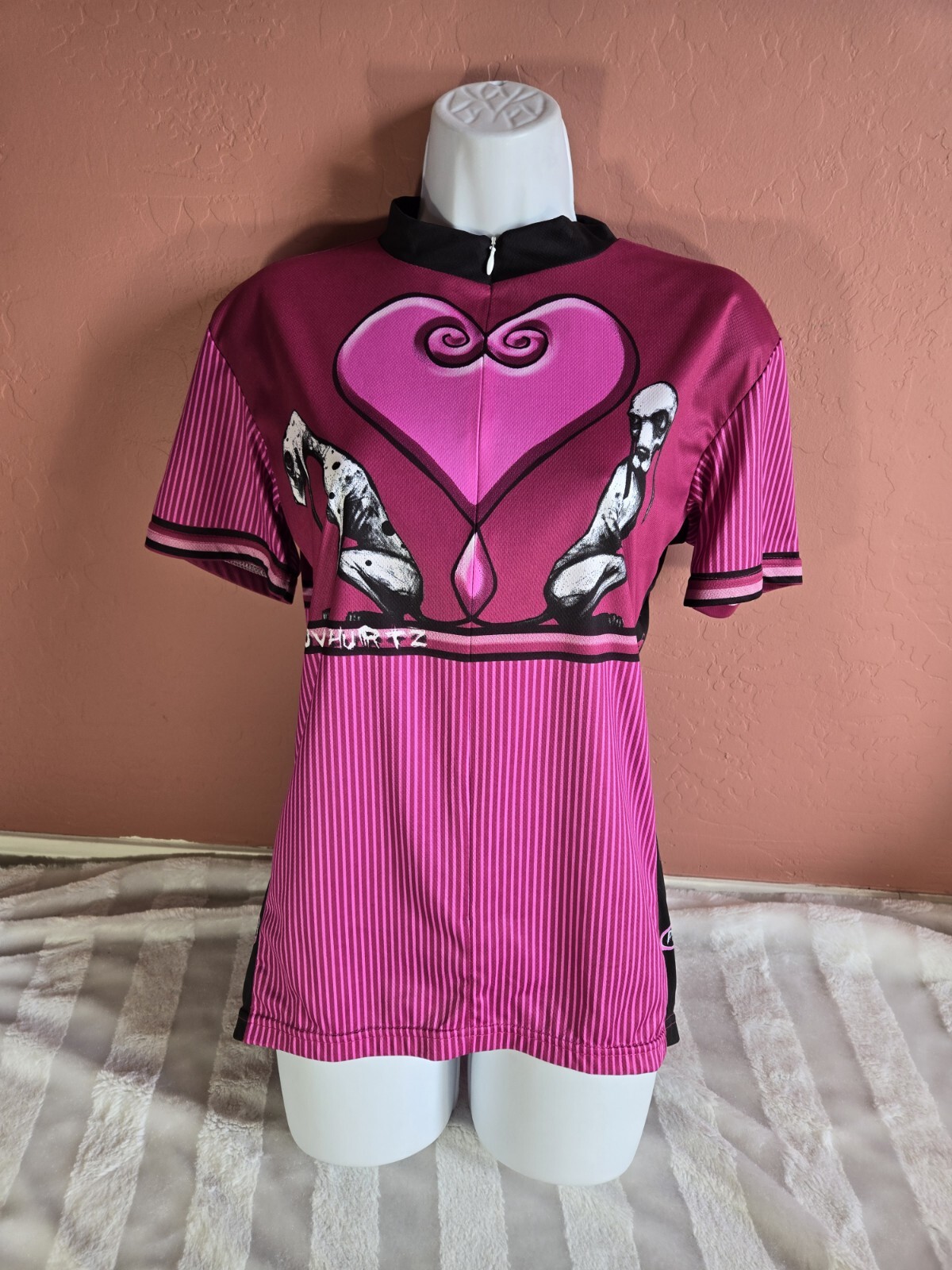 Primal Wear Womens 3/4 Zip Cycling Jersey Love Hurtz Heart Greyhound Dog Size XL