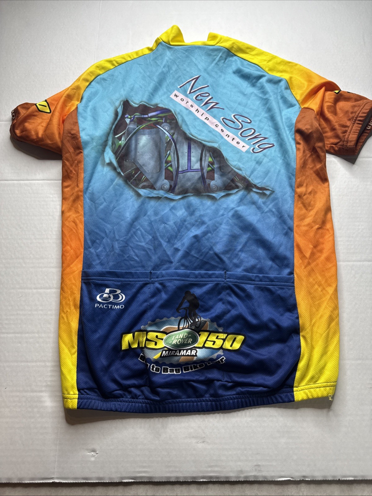 Pactimo Cycling Jersey Men Sz M Miramar Multi Color 3/4 Zip Short Sleeve Bay To