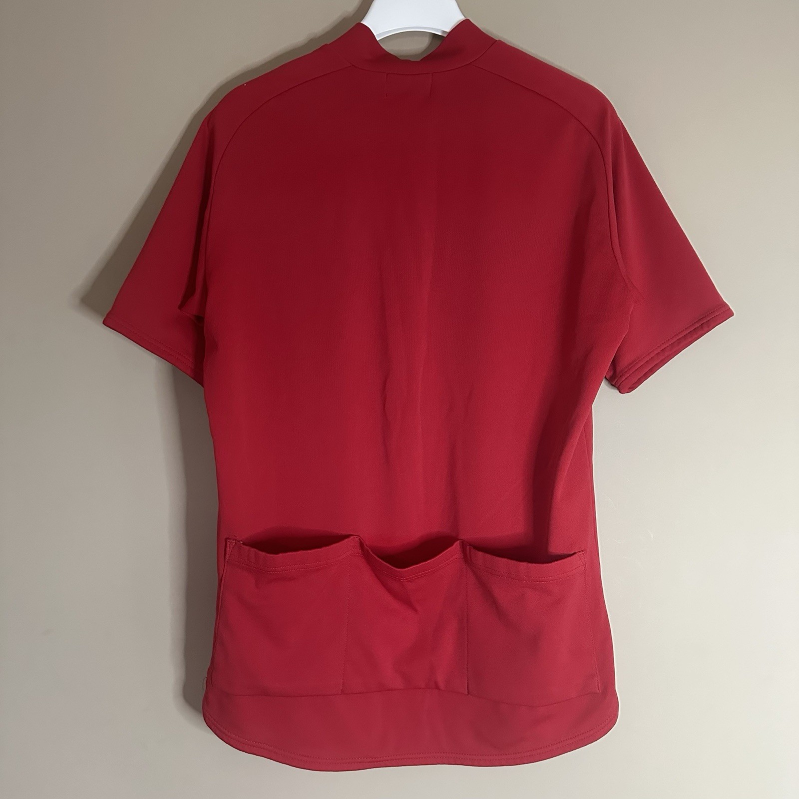 Pearl Izumi Solid Red Cycling Top Men XL Short Sleeve 3 Back Pockets 3/4 Zip