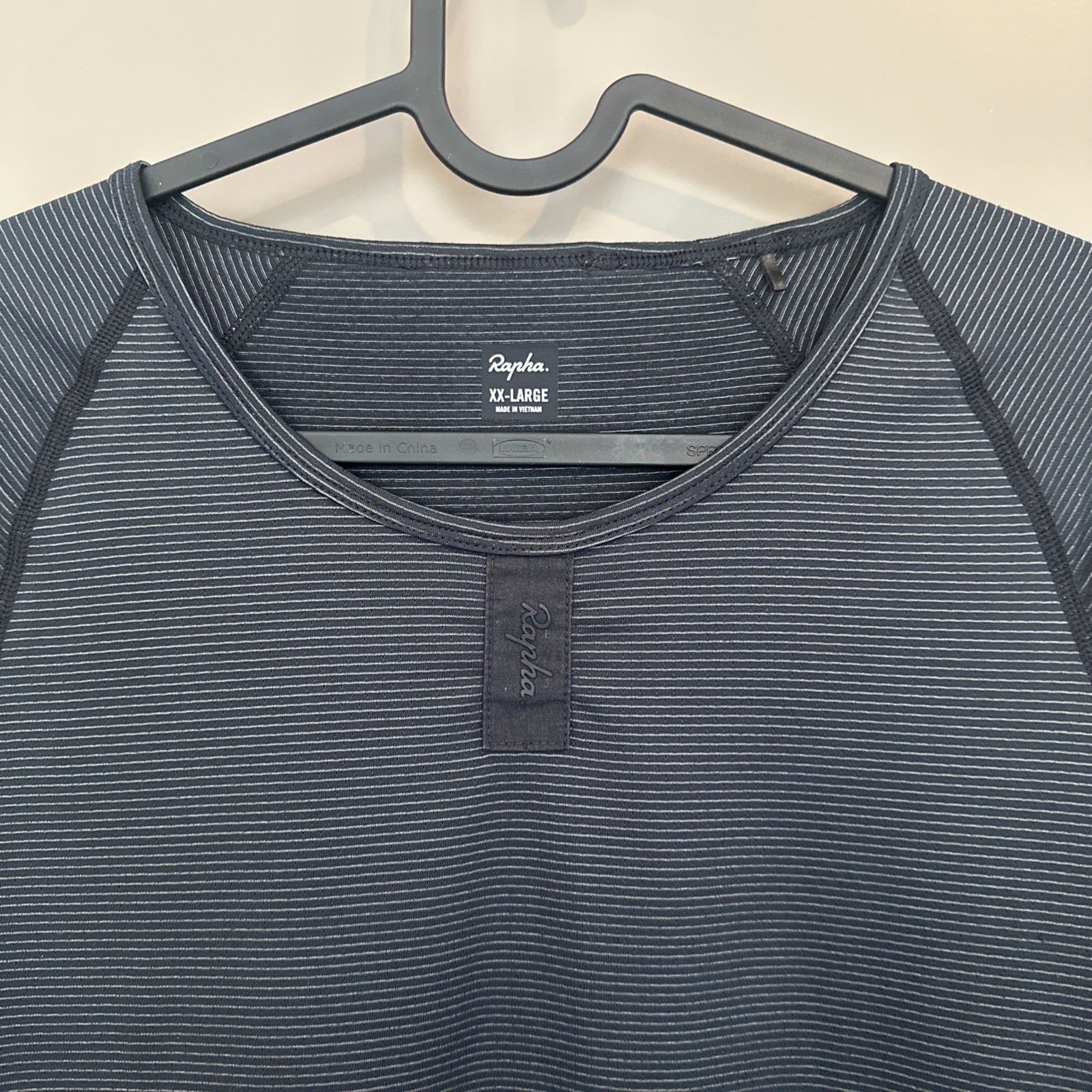 Rapha Men’s Brevet Base Layer Black Grey Stripe XXL Used Excellent