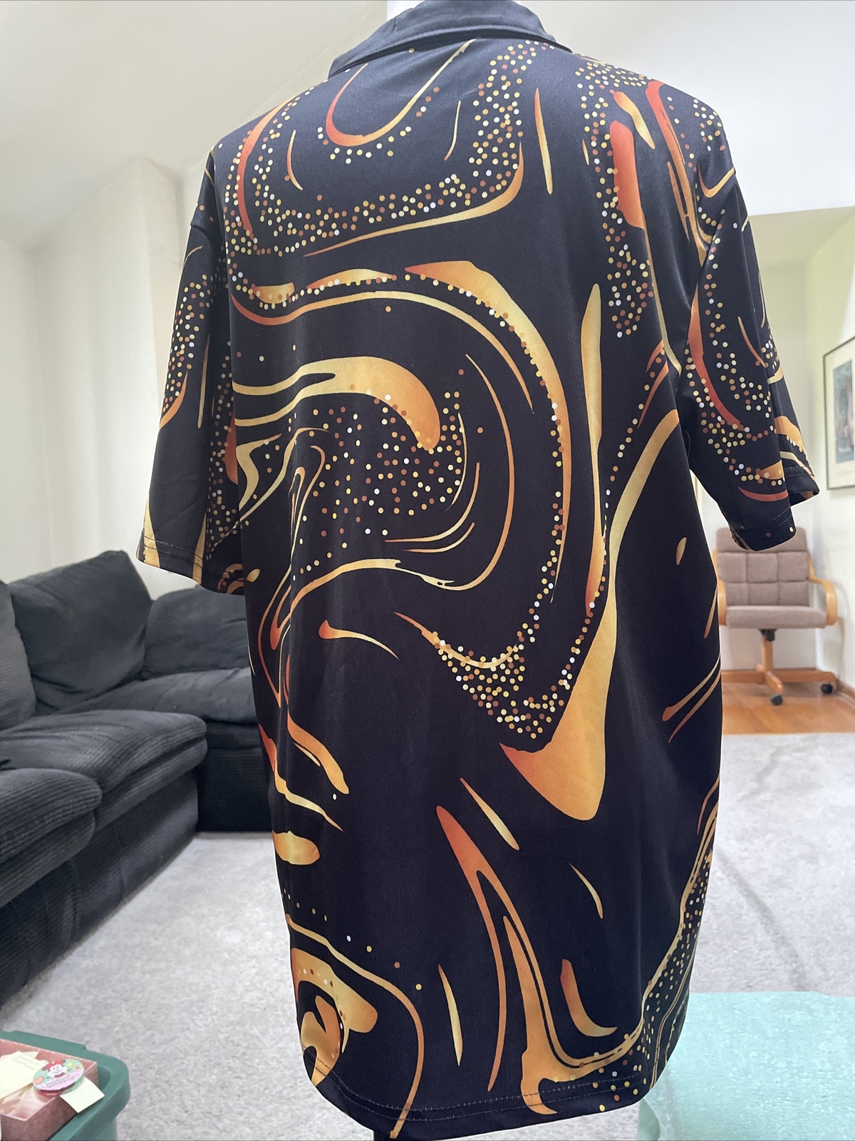 Collard Short Sleeve 1/4 Zip Polyester Shirt Zize Medium