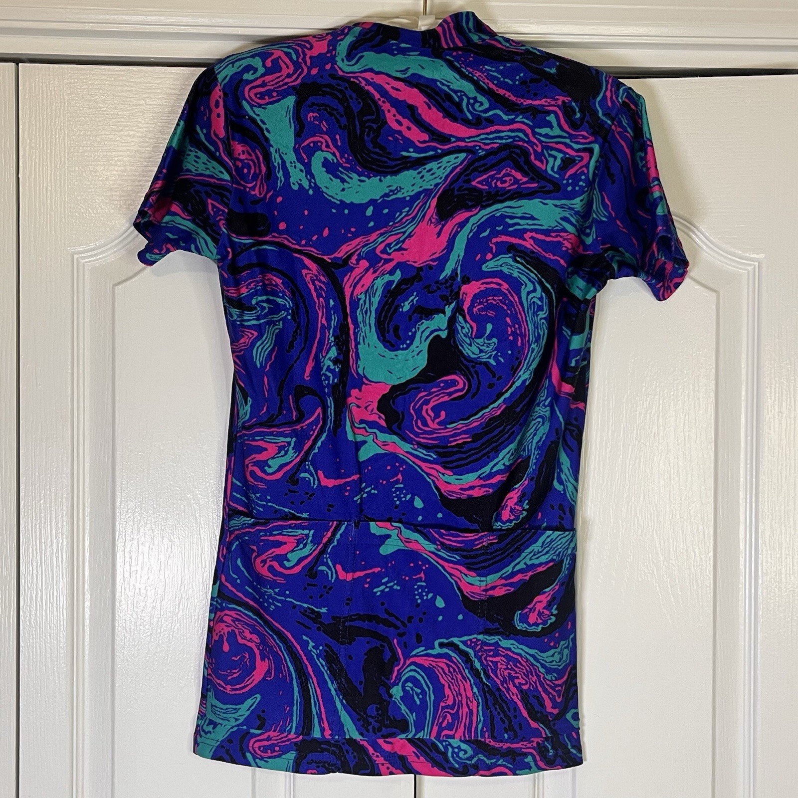 Vintage Cannondale USA Cycling Jersey Top Medium Abstract Zip Neck Psychedelic