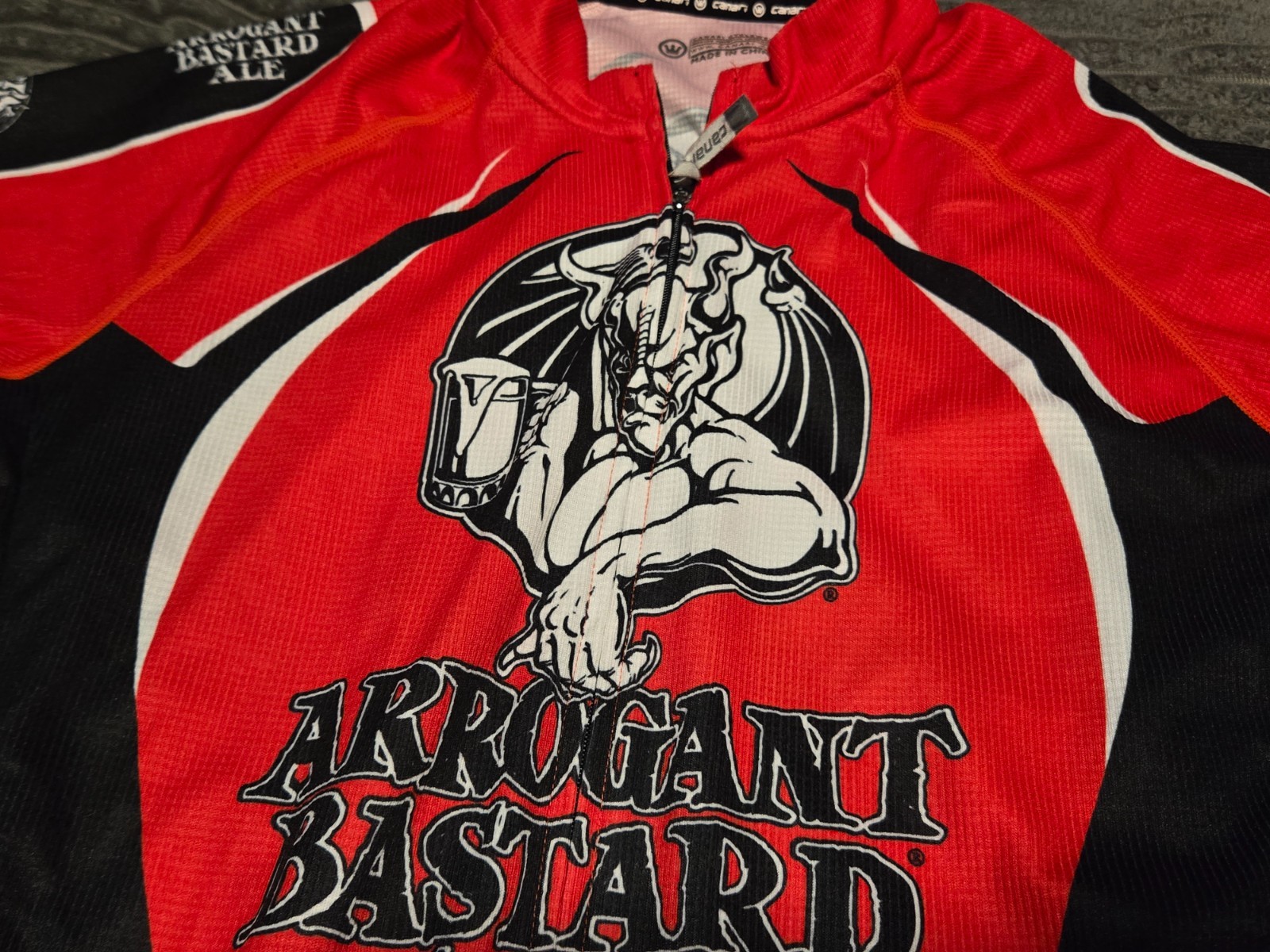 Canari Arrogant Bastard Ale Stone Brew full Zip Cycling Jersey Shirt Mens Medium